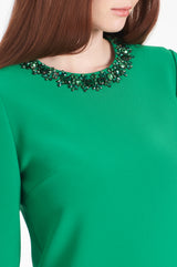 Embellished Lily Dress - Cadmium Green