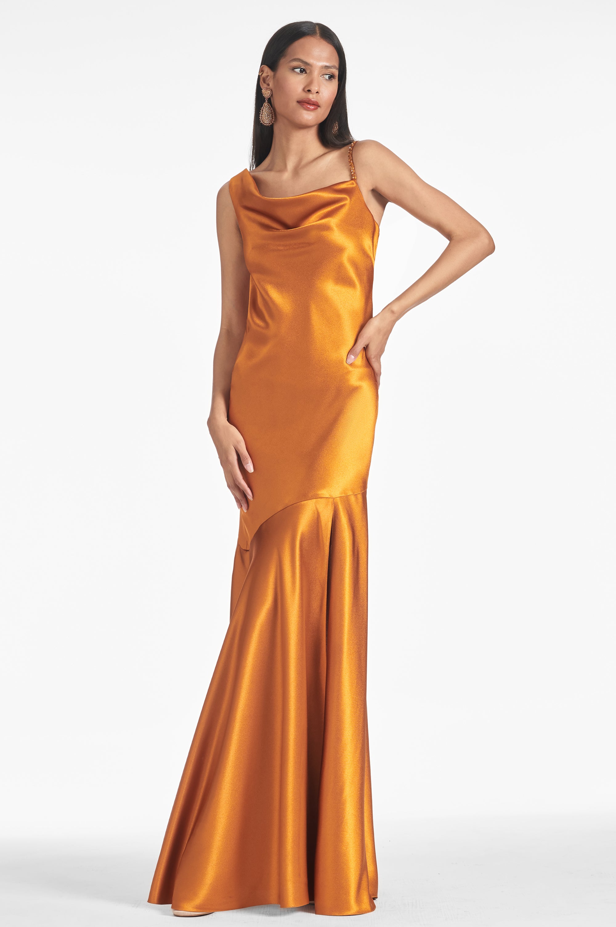 Cinderella Divine Long Sleeve Satin Dress Style #7475 – LA TOP DIVAS