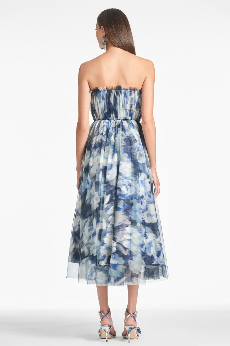 Marni Dress - Blue Ikat Floral