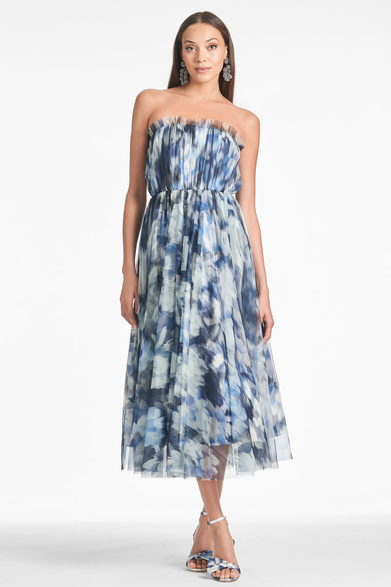 Marni Dress - Blue Ikat Floral