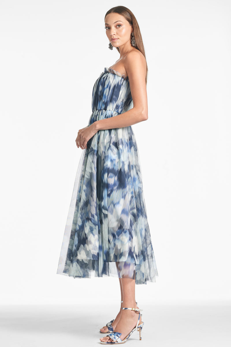 Marni Dress - Blue Ikat Floral