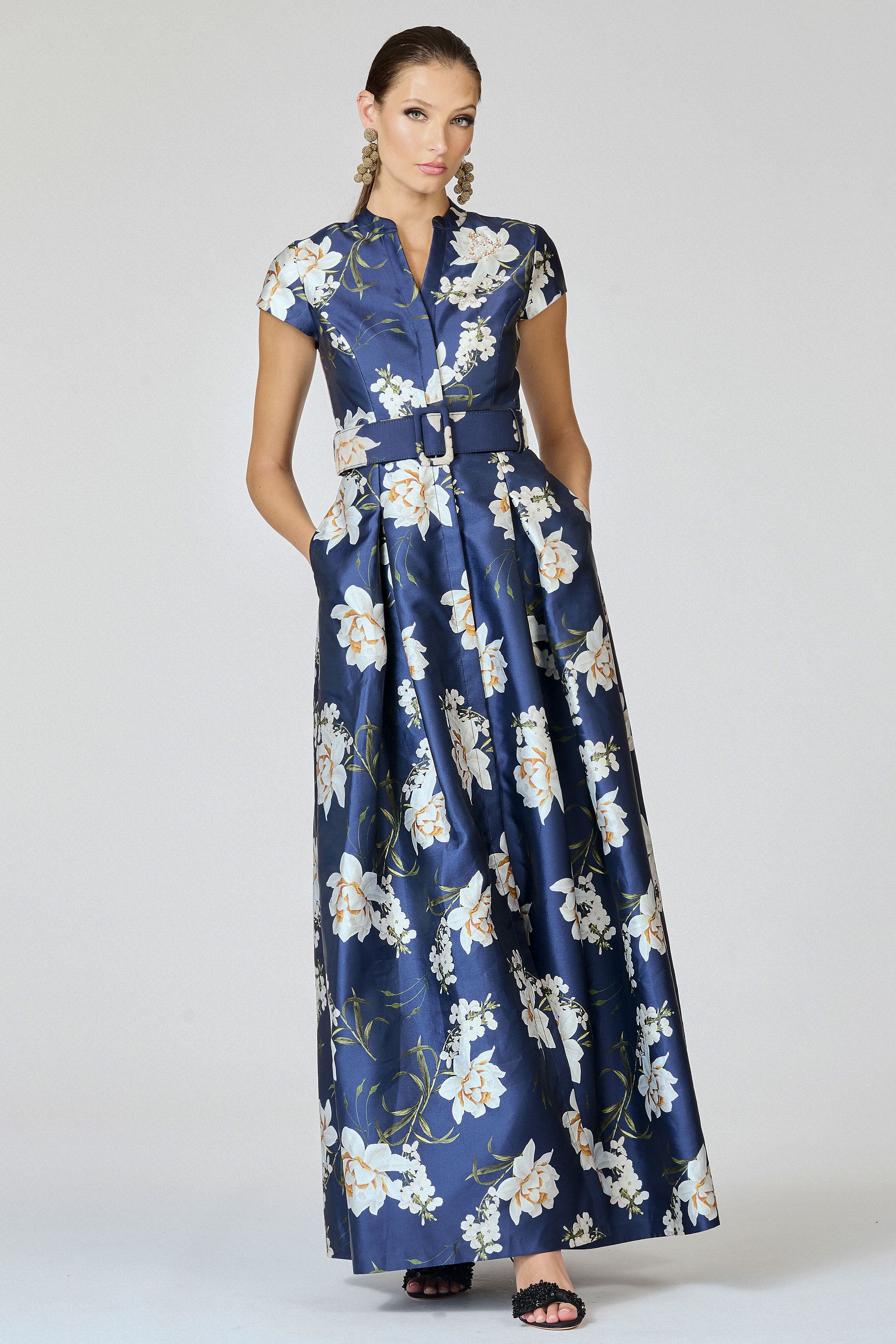 EMBELLISHED MARTA GOWN - NAVY NARCISSUS