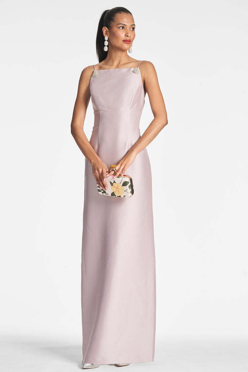 Leto Blush Pink Bespoke Beaded Sequin Gown | Debbie Carroll