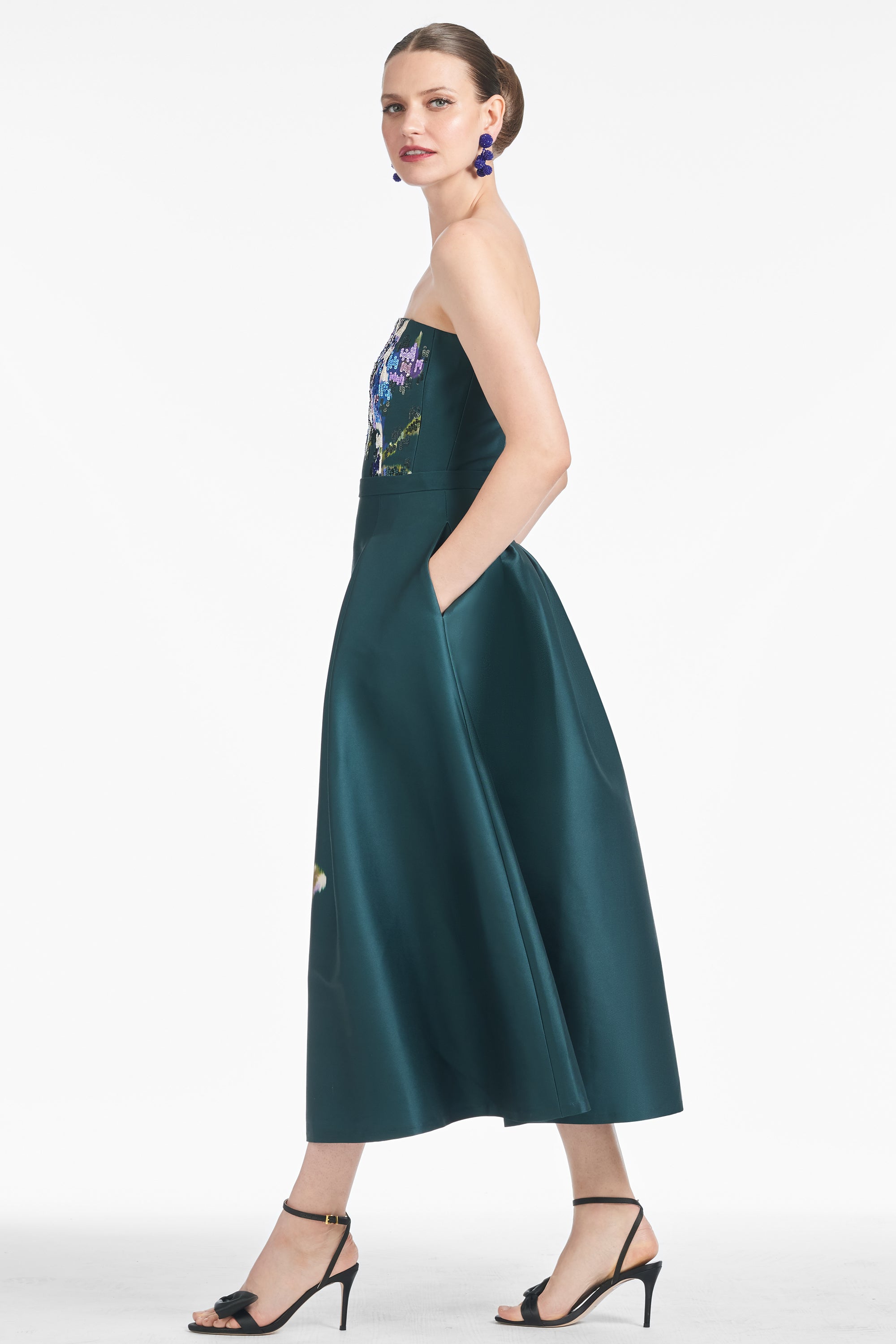 Shay Dress - Forest Green Placement Ikat