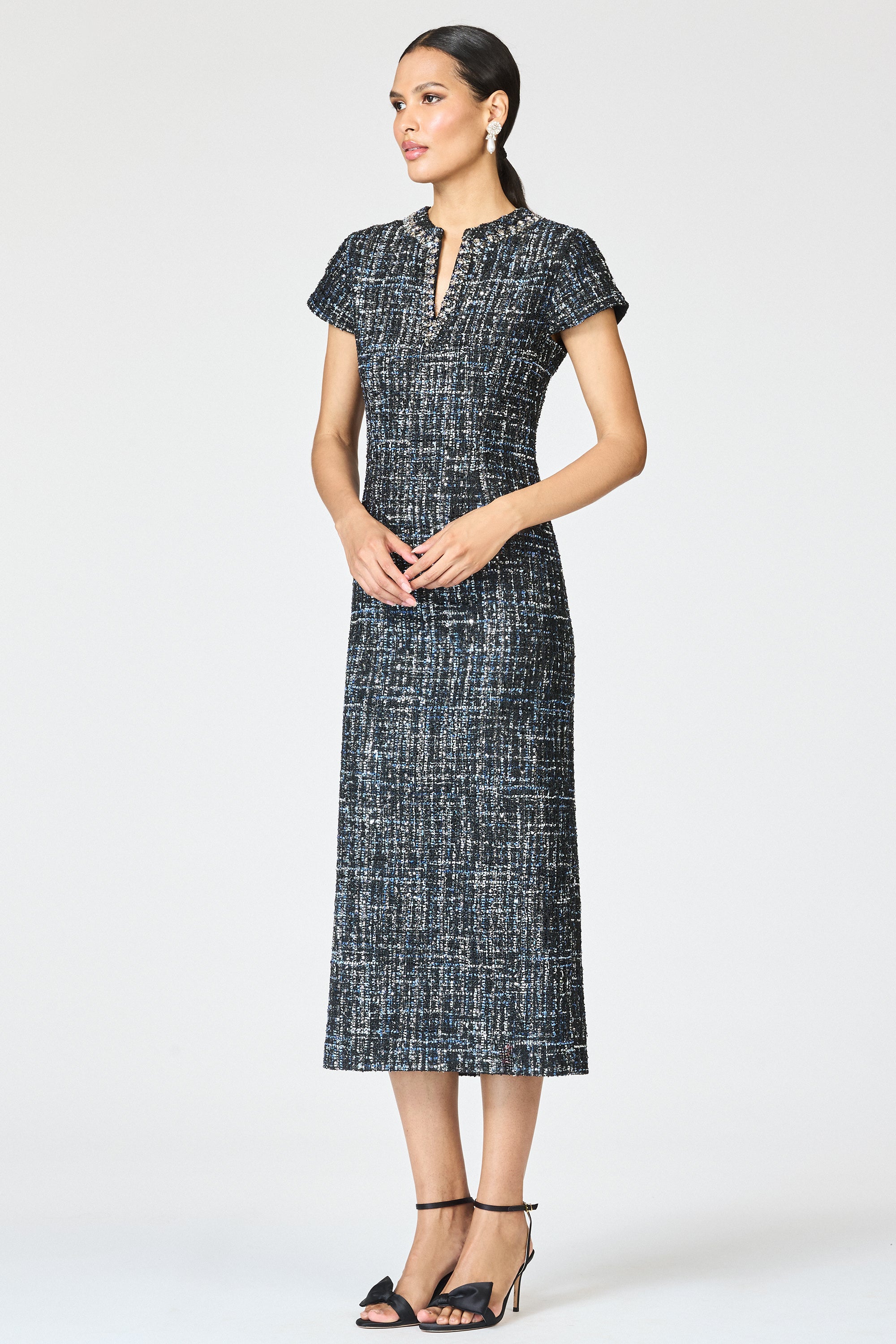 EMBELLISHED LIZ DRESS - OBSIDIAN FROST