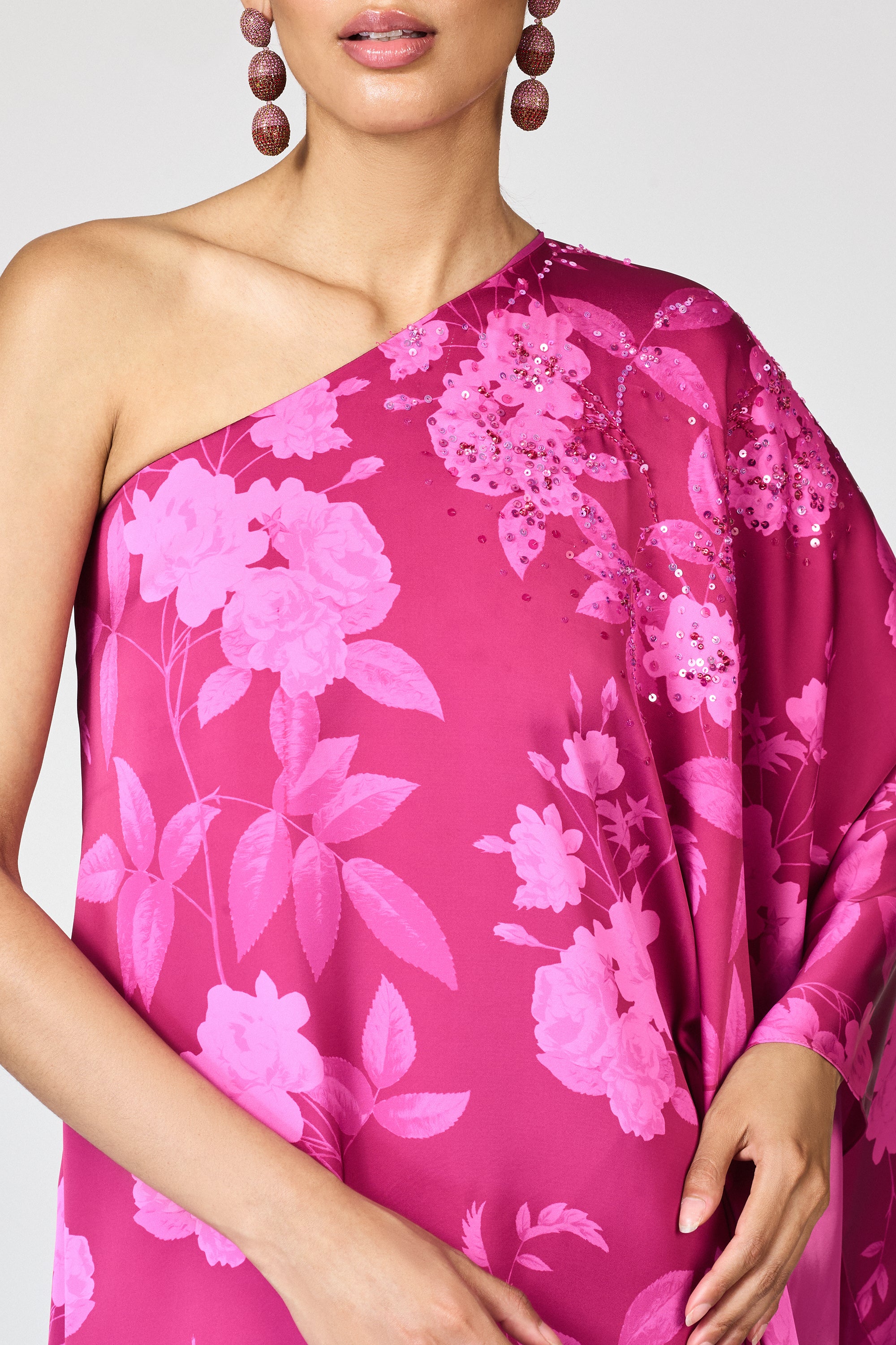 EMBELLISHED DEMI GOWN - RHODOLITE ROSES