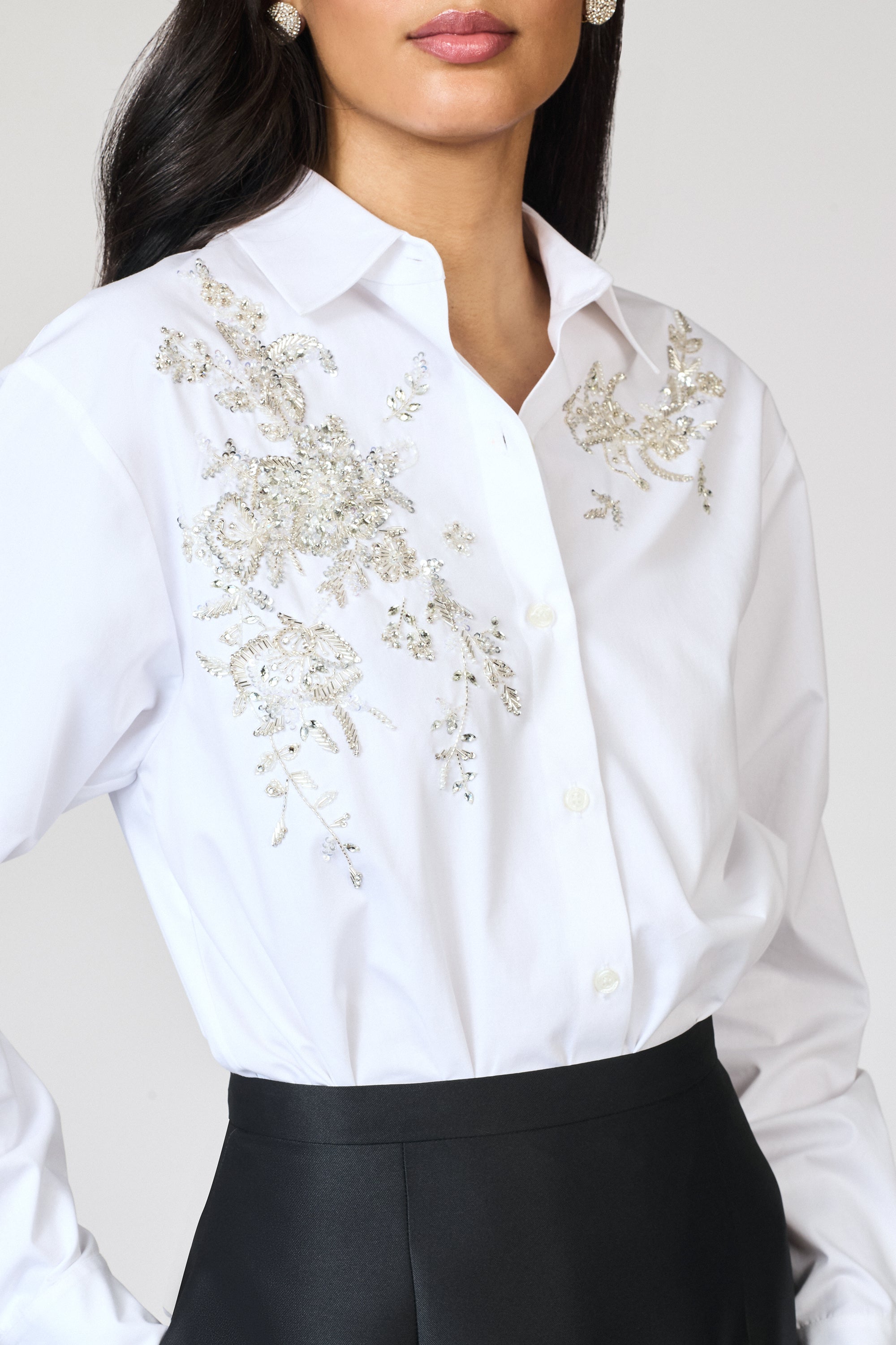 EMBELLISHED TATIA TOP - WHITE
