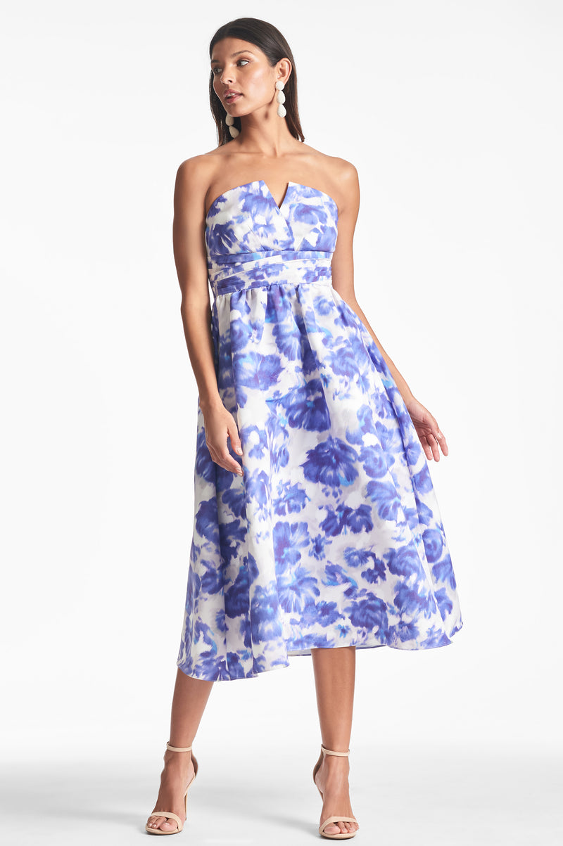 Sabelle Dress - Azure Watercolor Floral