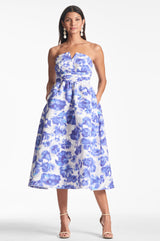 Sabelle Dress - Azure Watercolor Floral - Final Sale