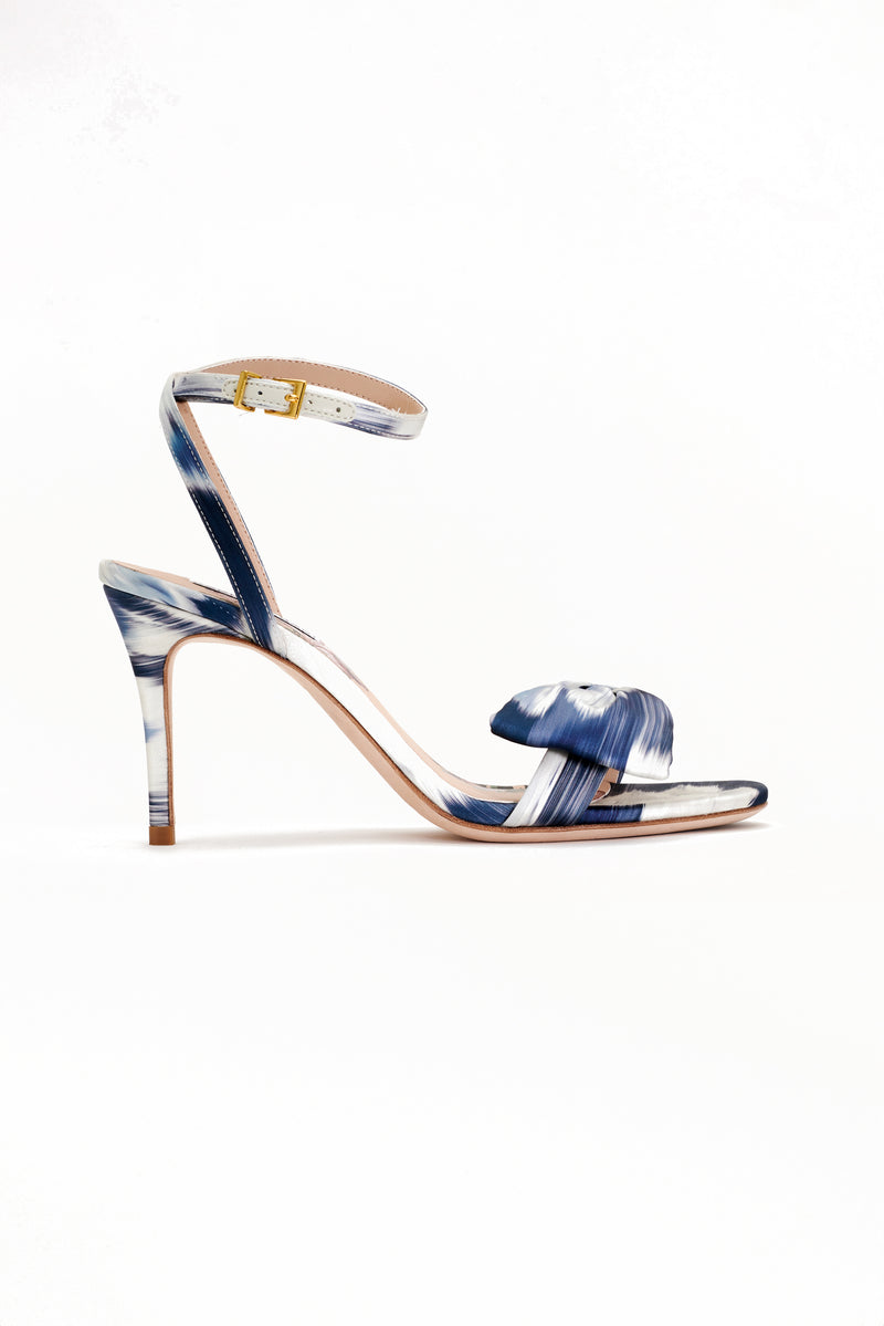 Chelsea Obi-Bow Open Toe - Blue Ikat Floral