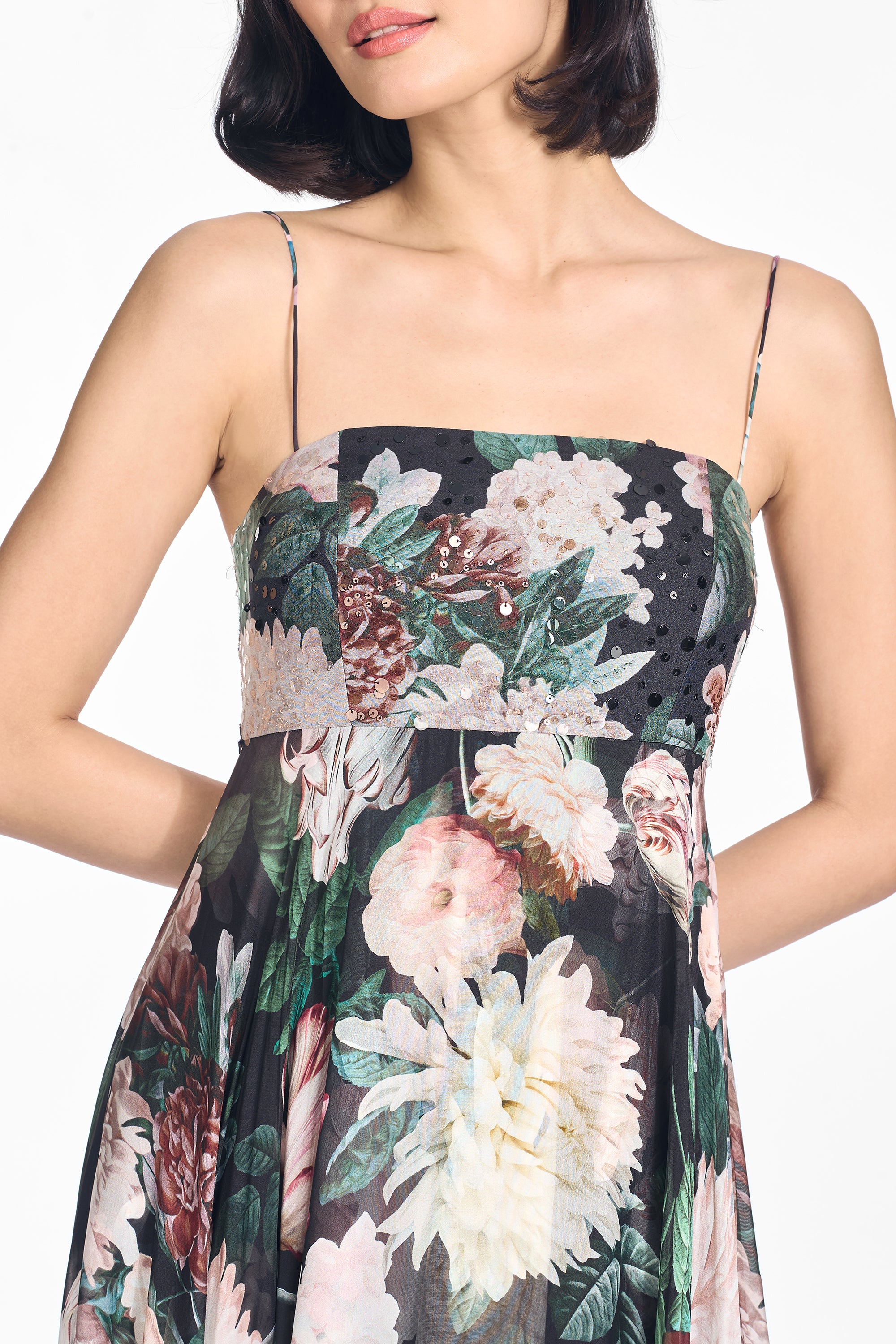 Embellished ames gown   onyx & blush blooms