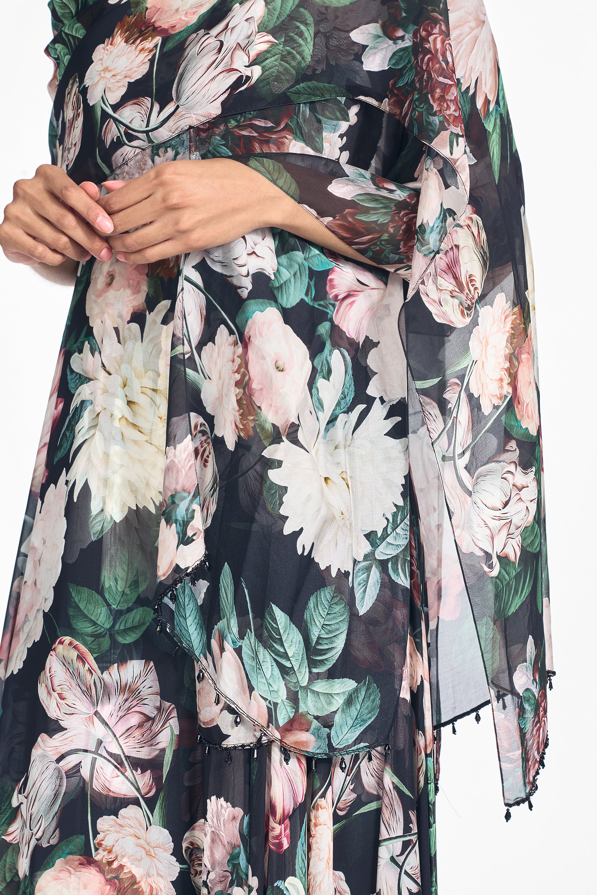 Embellished emmy scarf   onyx & blush blooms