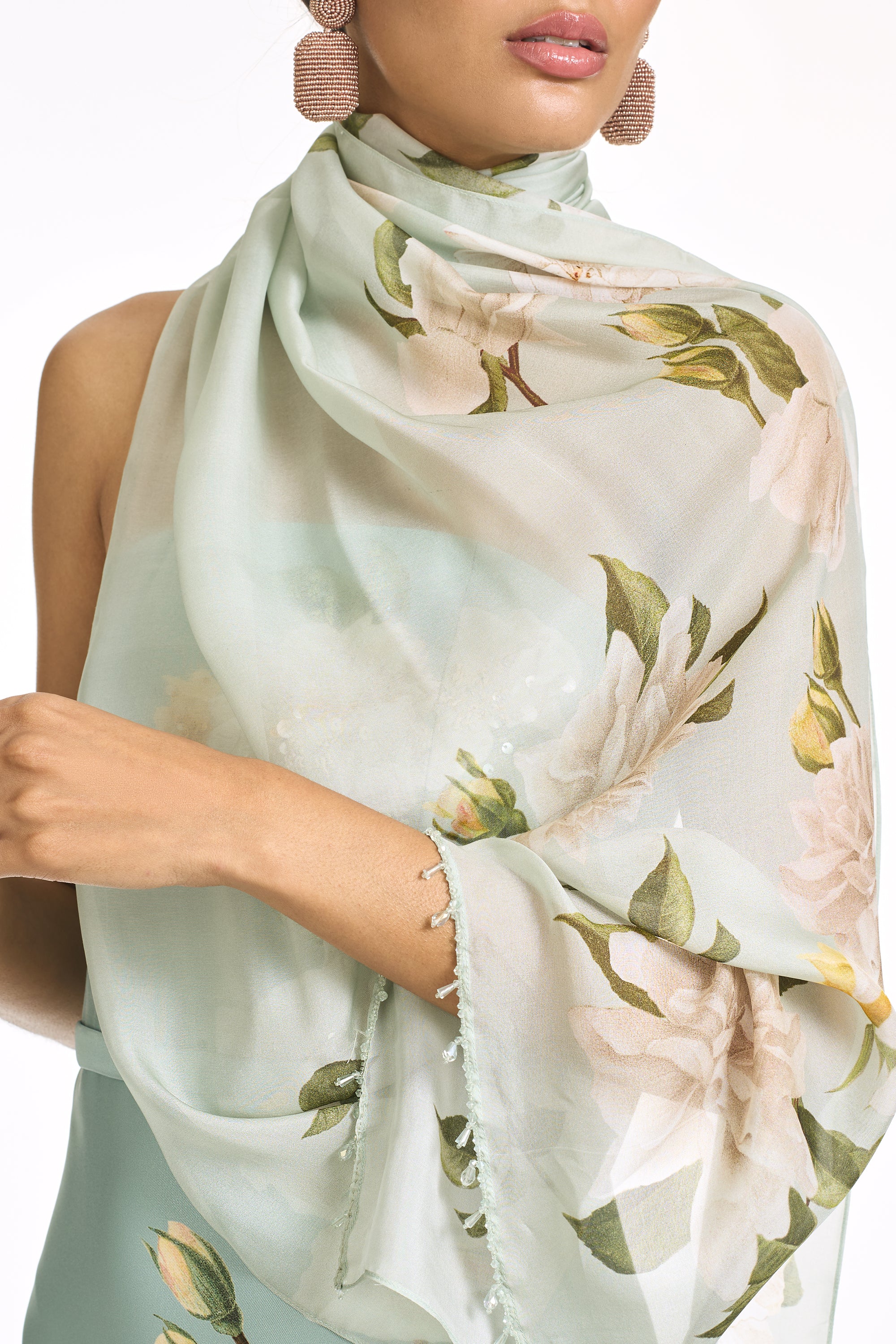 EMBELLISHED SOPHIA GOWN - CELADON FLORAL