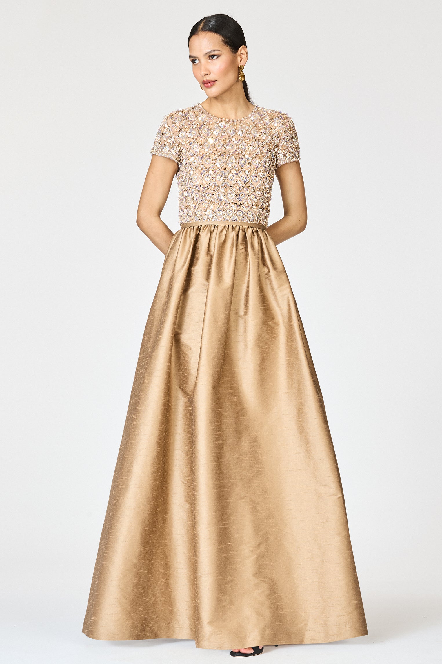 EMBELLISHED LONDA GOWN - CAFE