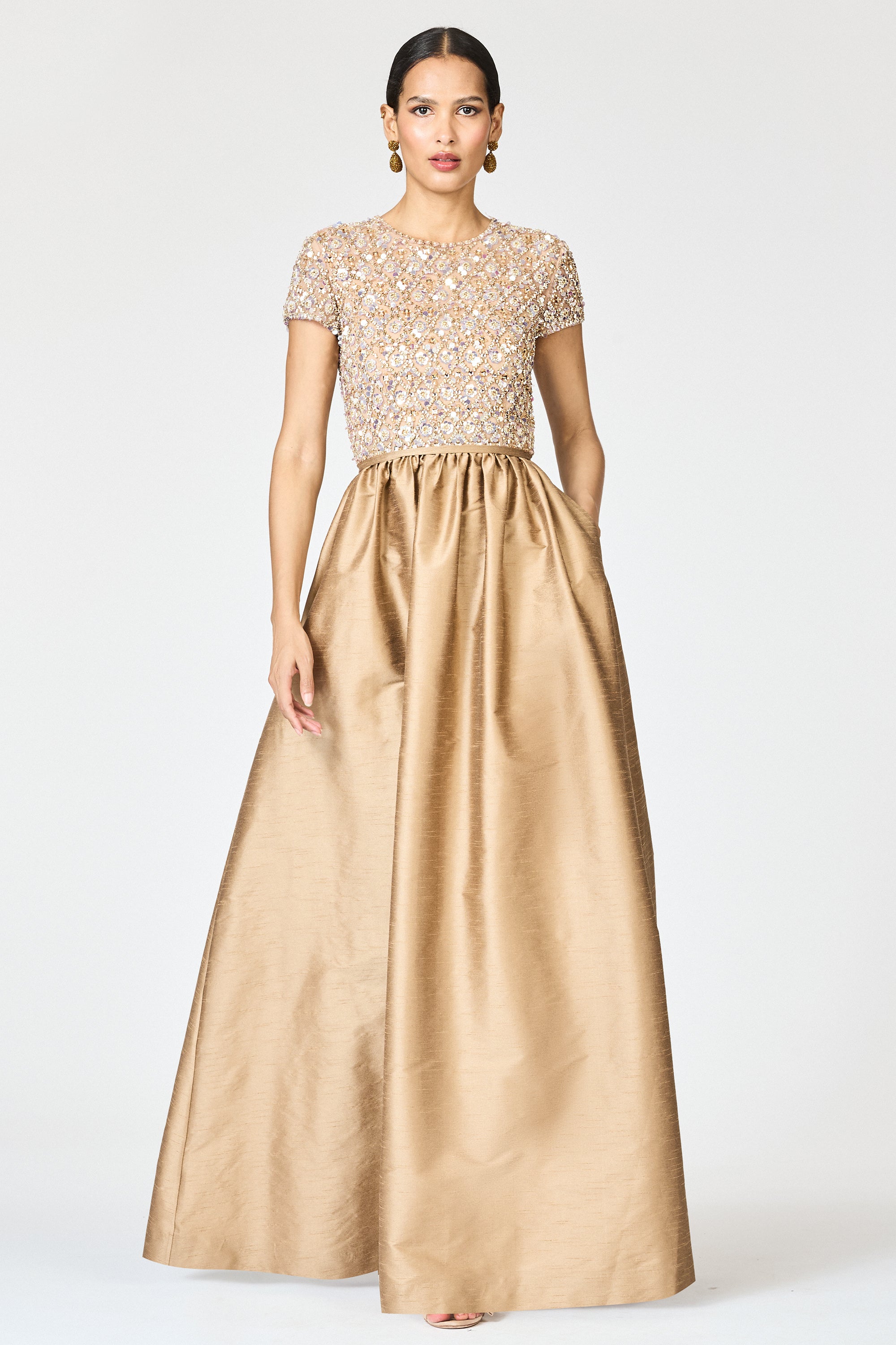 EMBELLISHED LONDA GOWN - CAFE