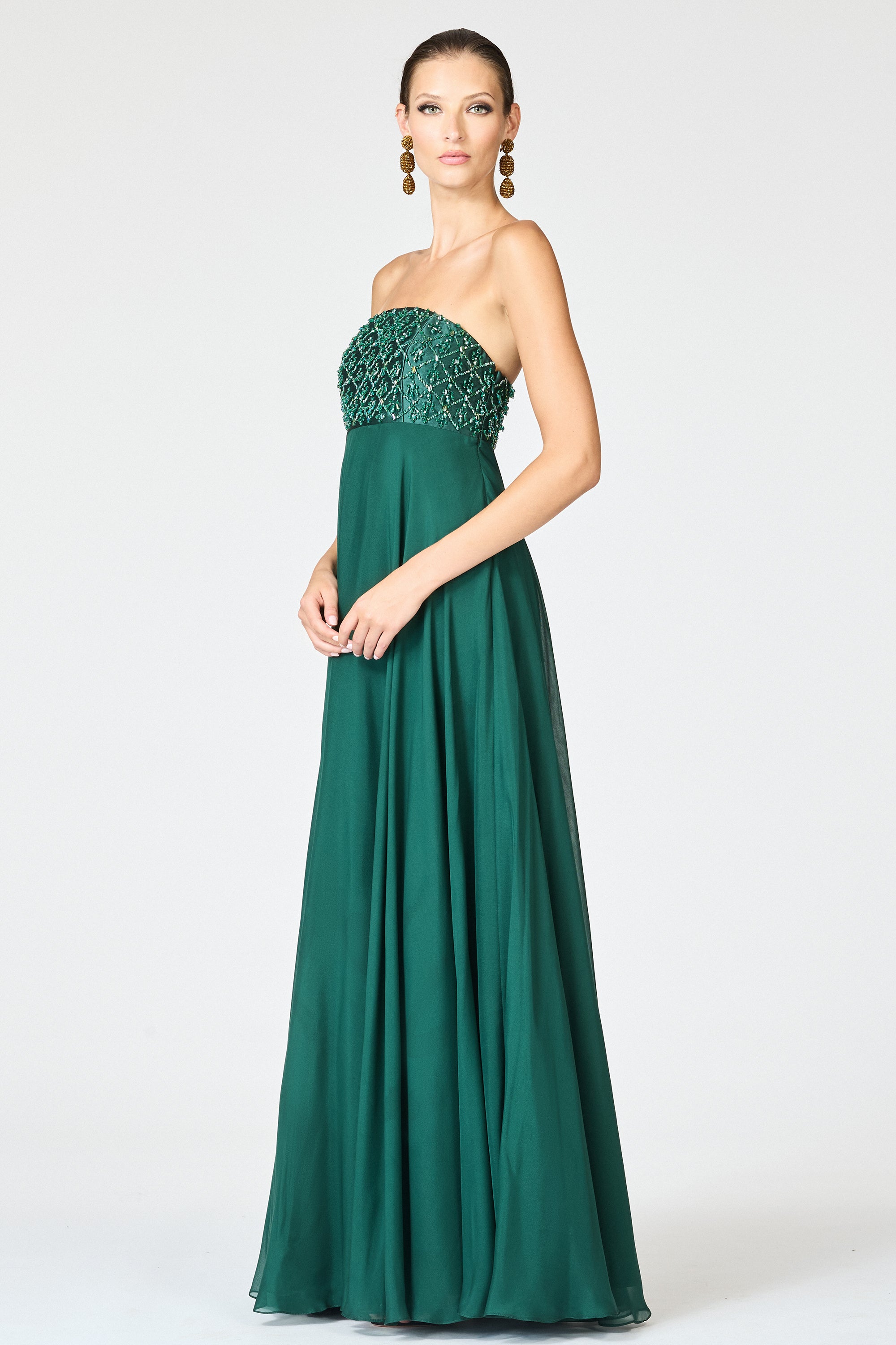 EMBELLISHED MONACO GOWN - FOREST GREEN