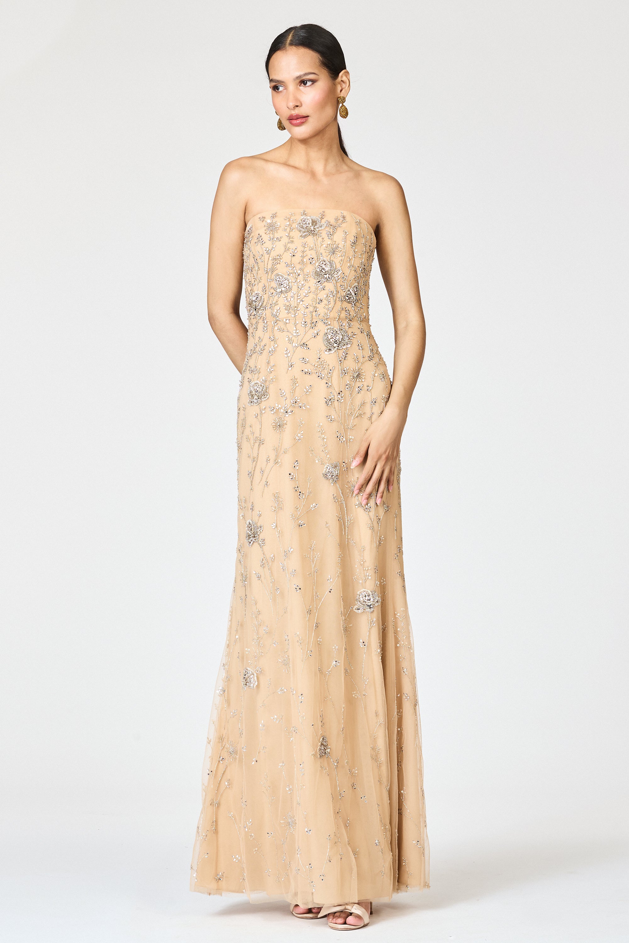 EMBELLISHED VIENNA GOWN - FAWN