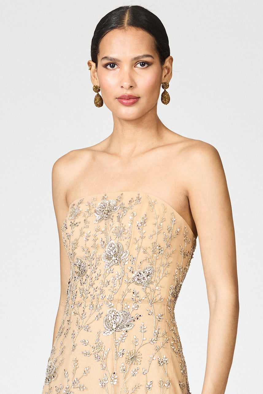 EMBELLISHED VIENNA GOWN - FAWN