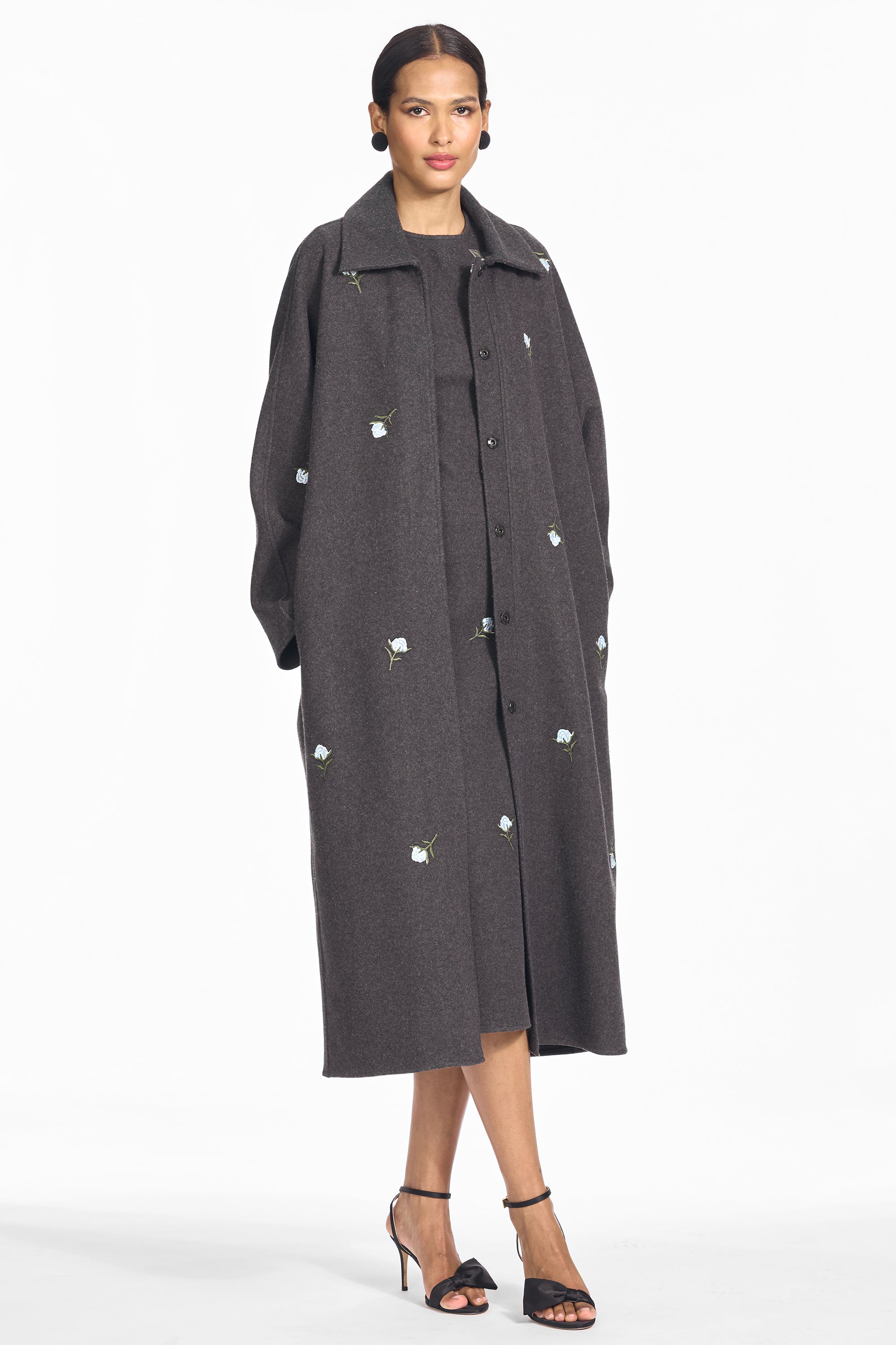 Embroidered alessandra coat   graphite