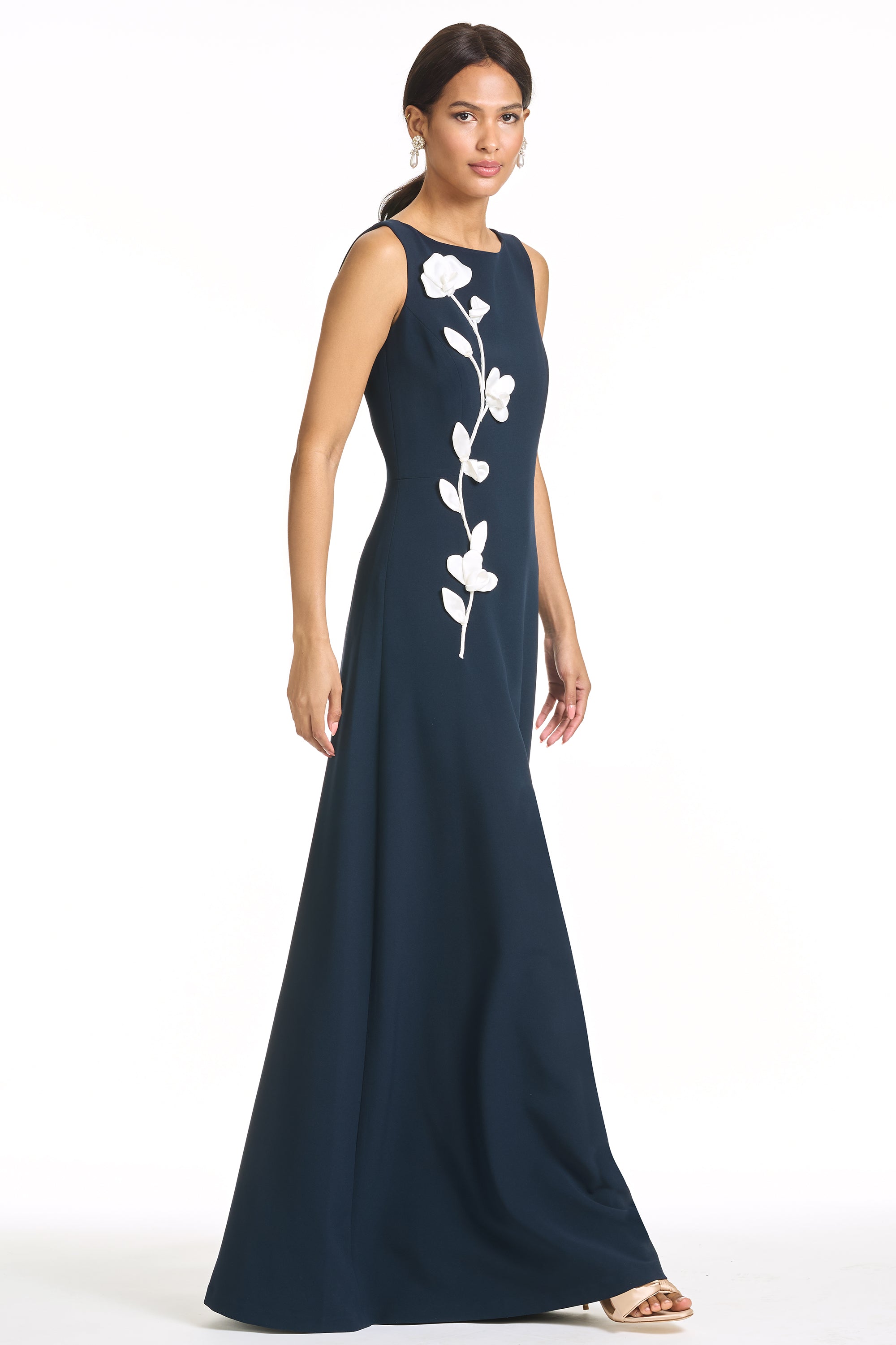 EMBROIDERED DENEE GOWN - MIDNIGHT