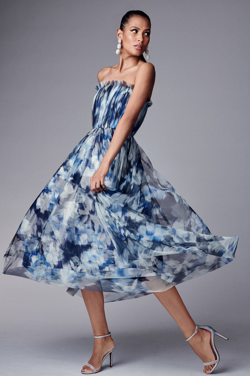 Marni Dress - Blue Ikat Floral