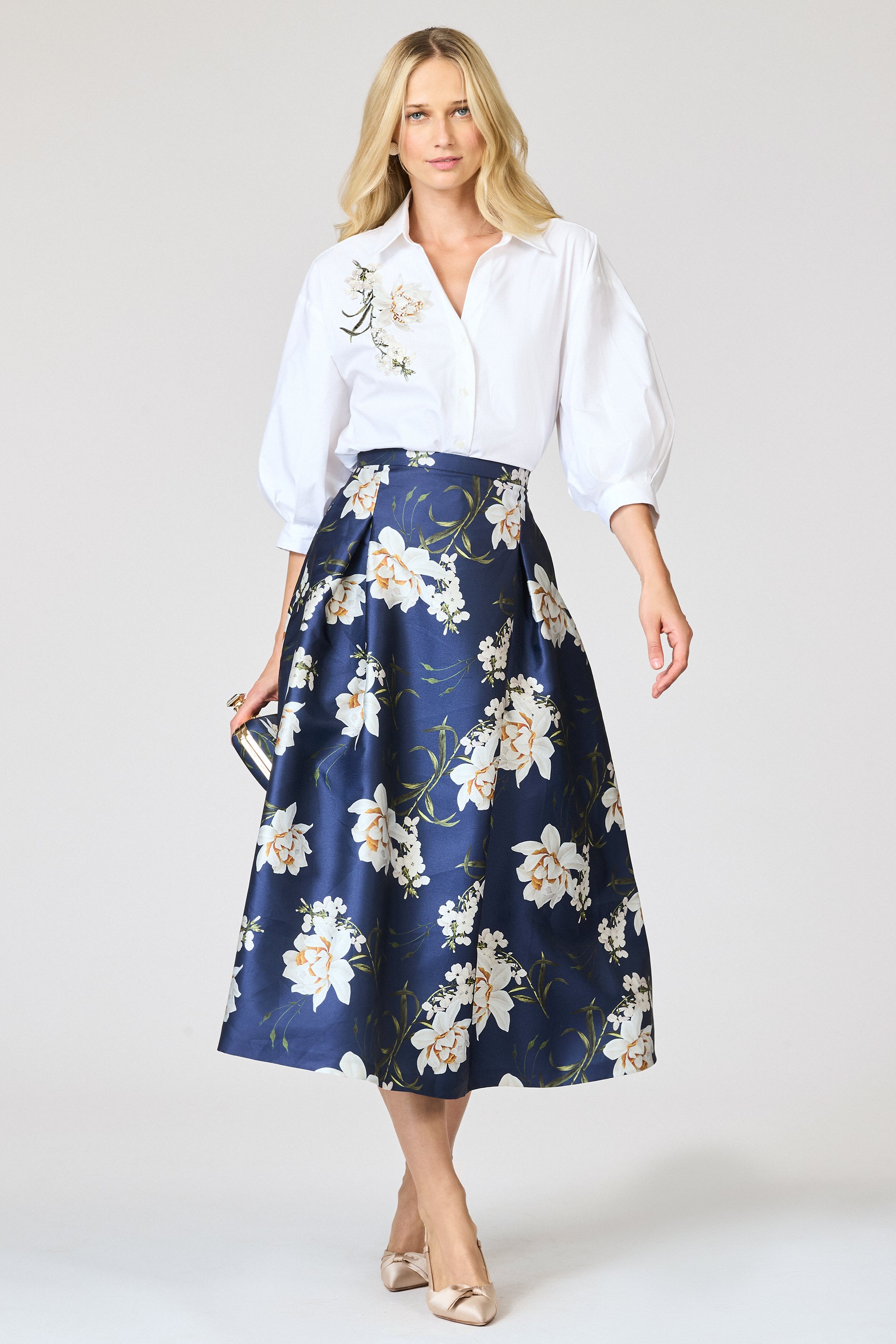 TIPPY SKIRT - NAVY NARCISSUS