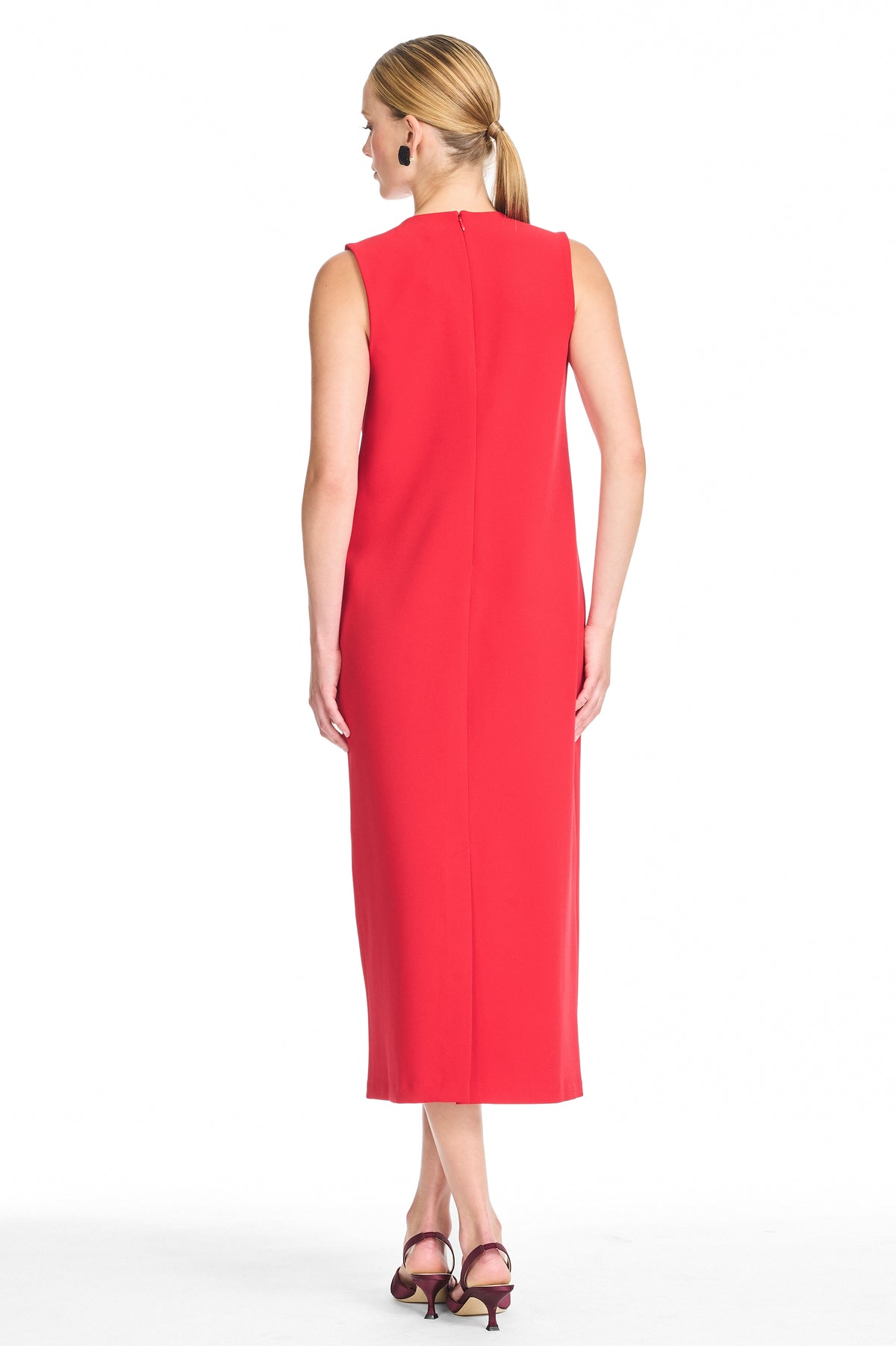 Rosamund red crepe sleeveless shift dress