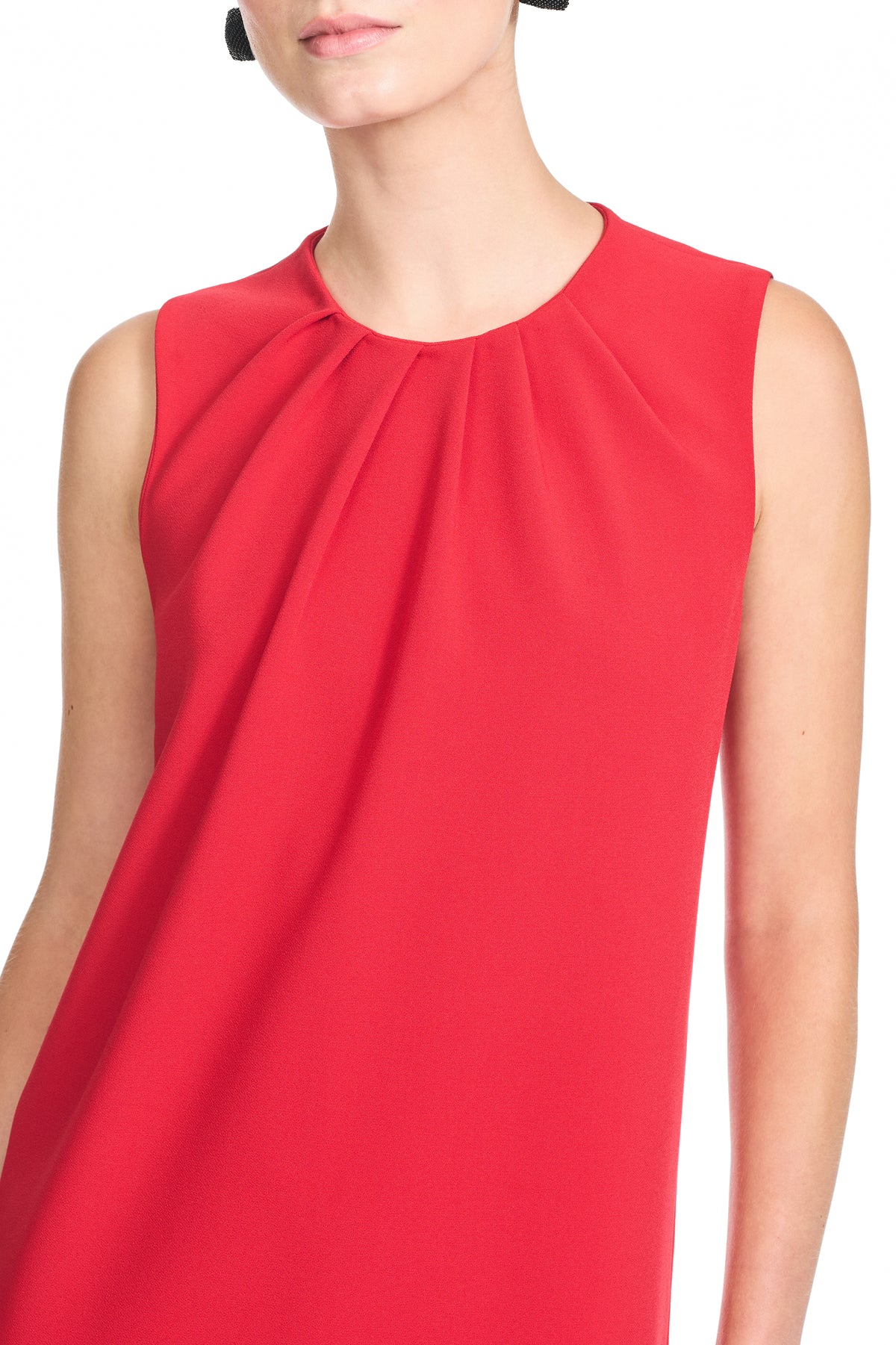 Rosamund red crepe sleeveless shift dress