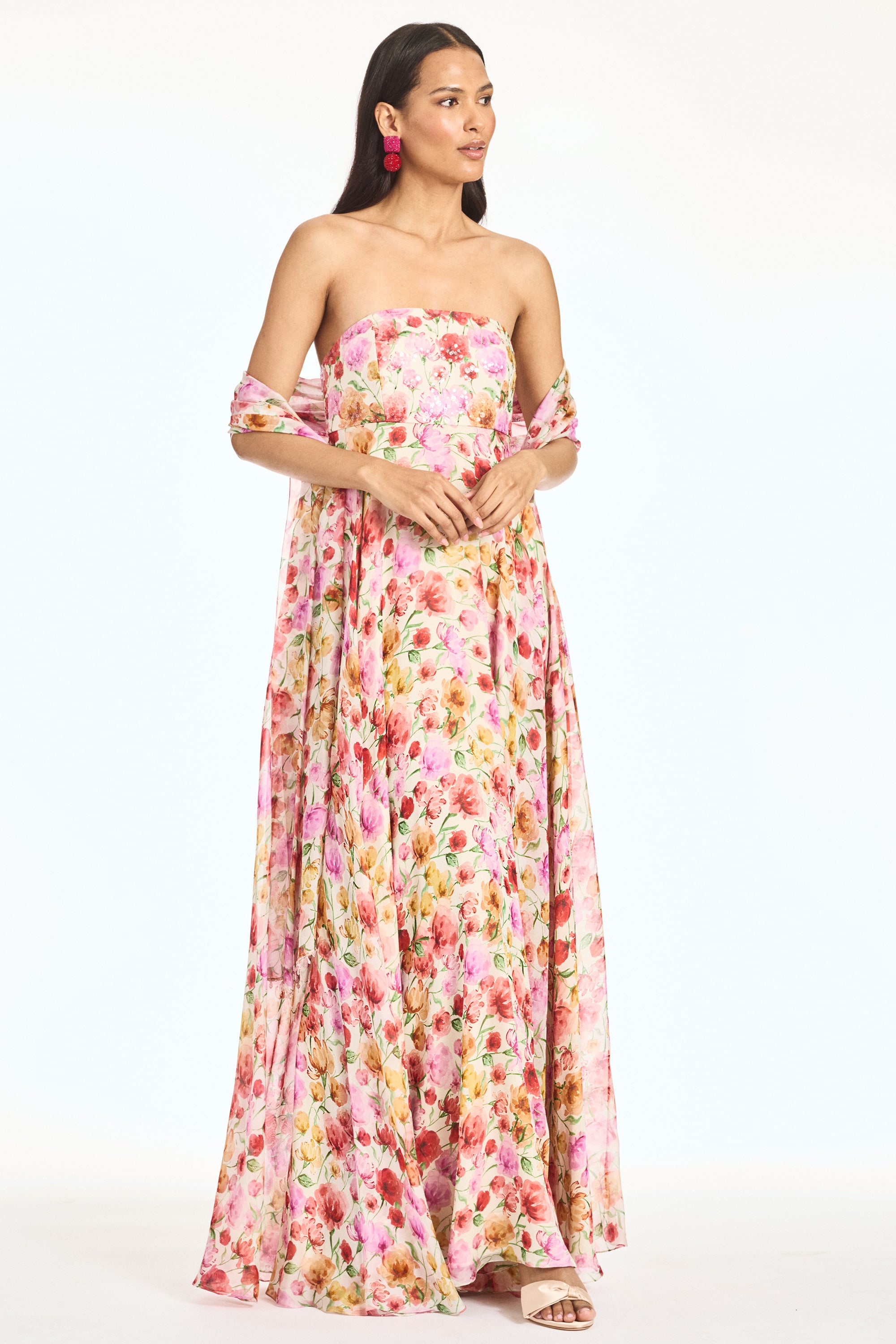 EMBELLISHED AMES GOWN - SUNSET POPPIES