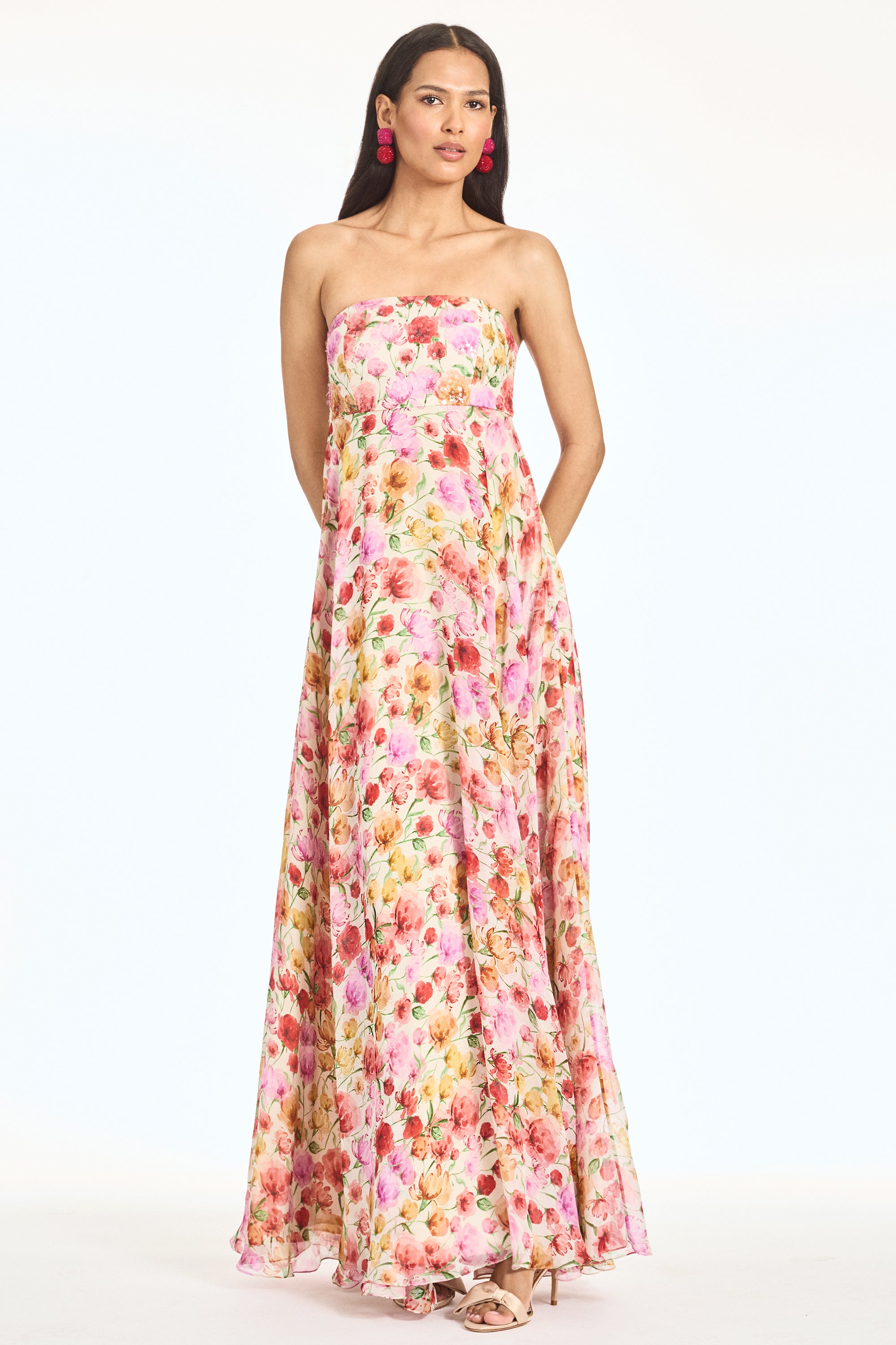 EMBELLISHED AMES GOWN - SUNSET POPPIES