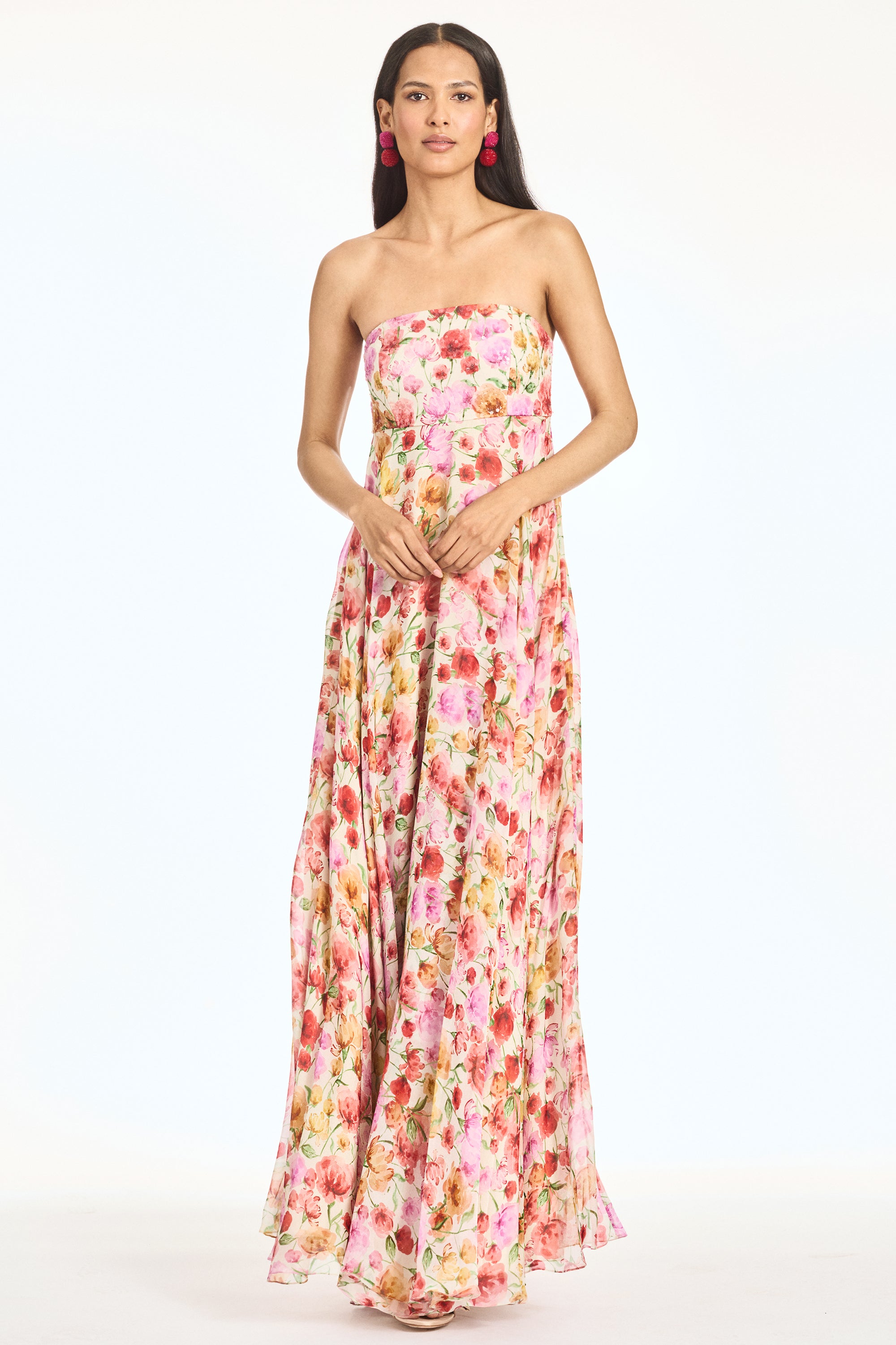 EMBELLISHED AMES GOWN - SUNSET POPPIES