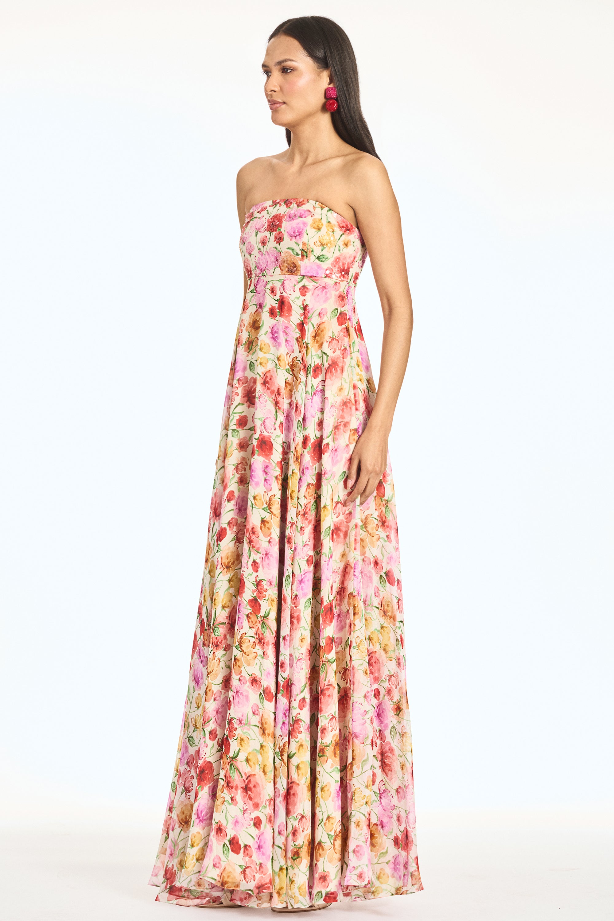 EMBELLISHED AMES GOWN - SUNSET POPPIES
