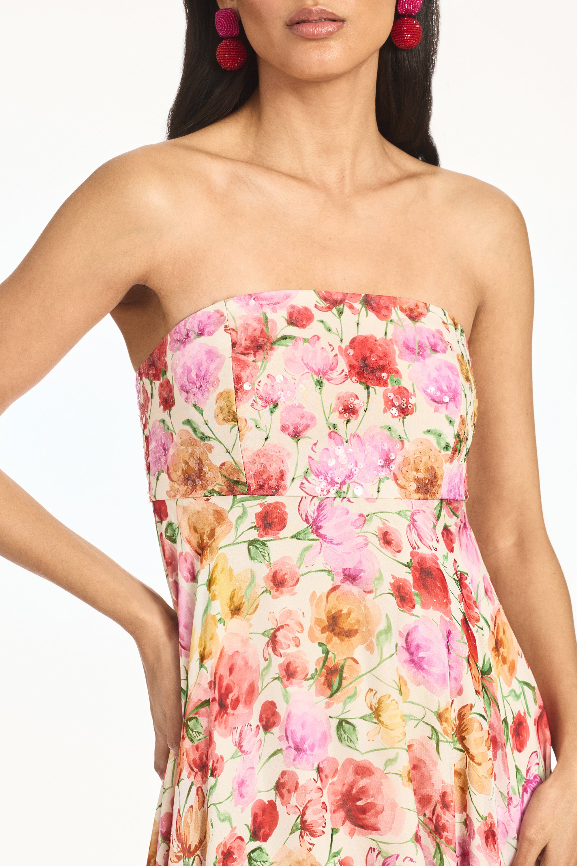 EMBELLISHED AMES GOWN - SUNSET POPPIES