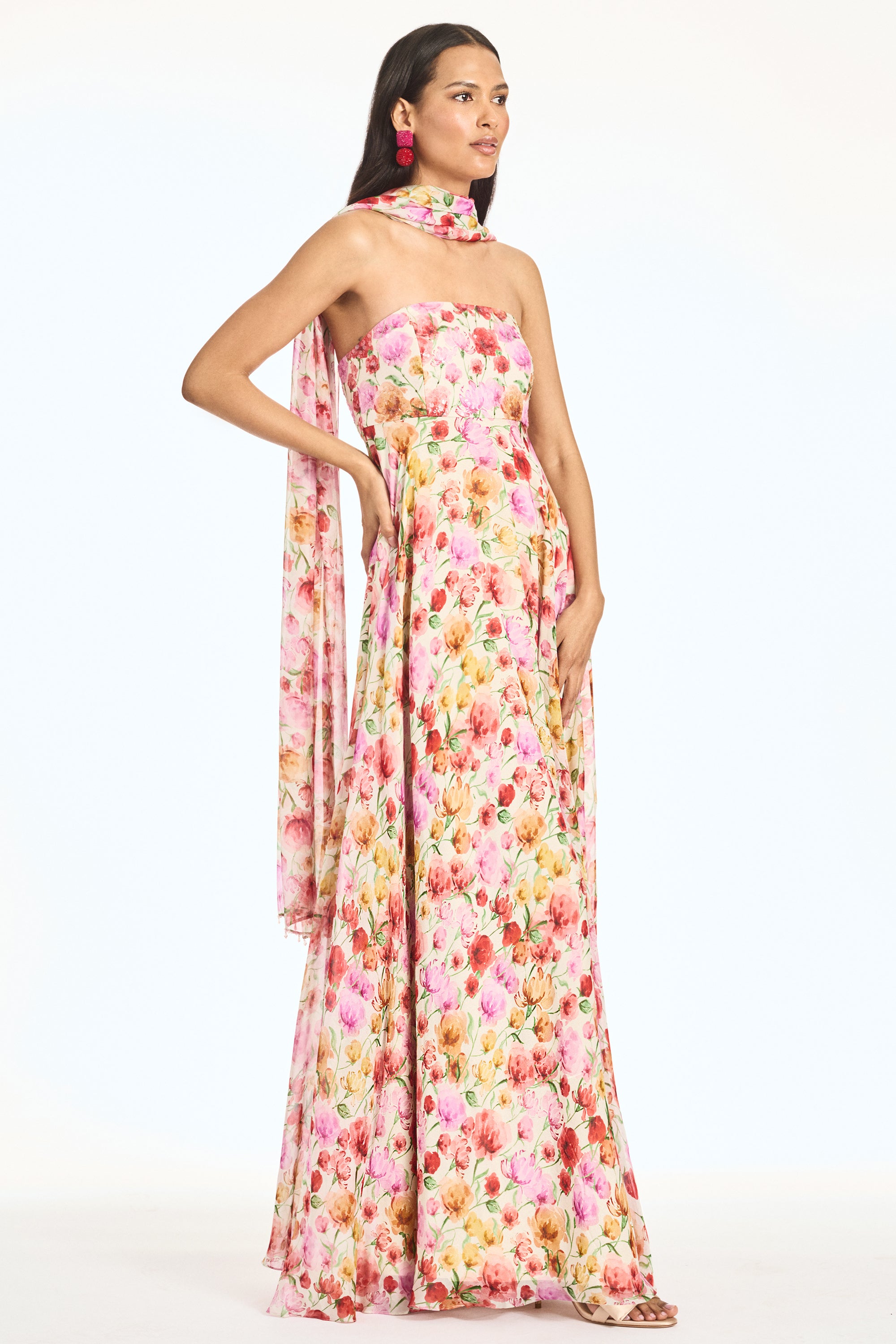 EMBELLISHED AMES GOWN - SUNSET POPPIES