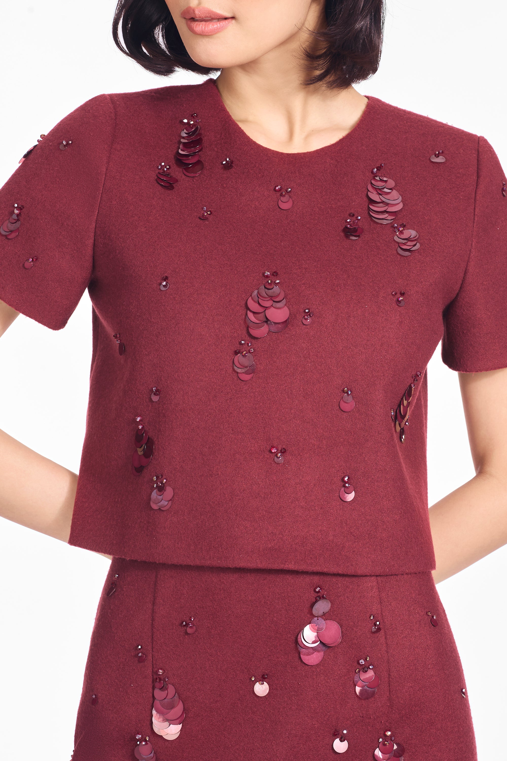 Embellished nadine top   malbec