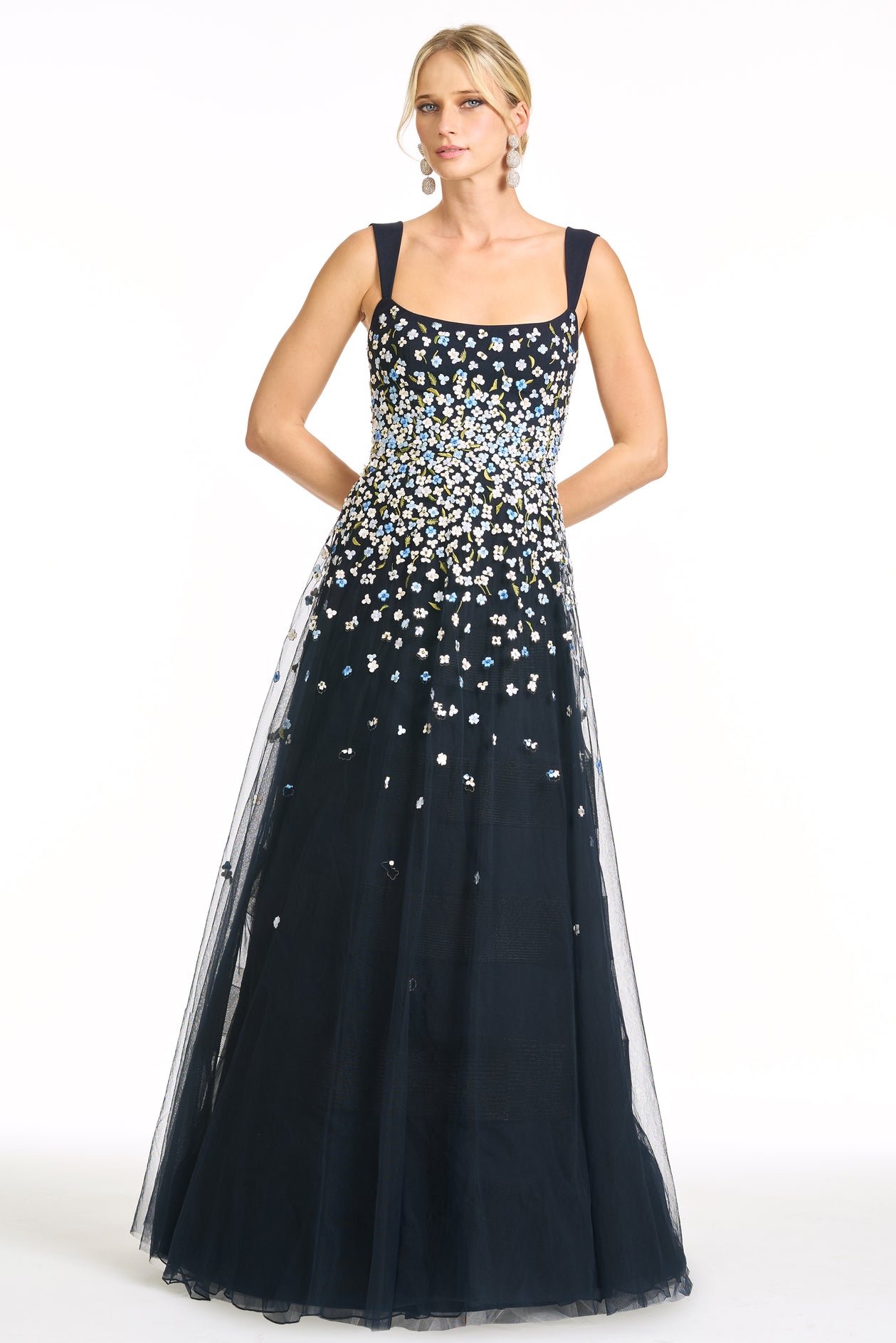 EMBROIDERED AKKA GOWN - DARK MIDNIGHT