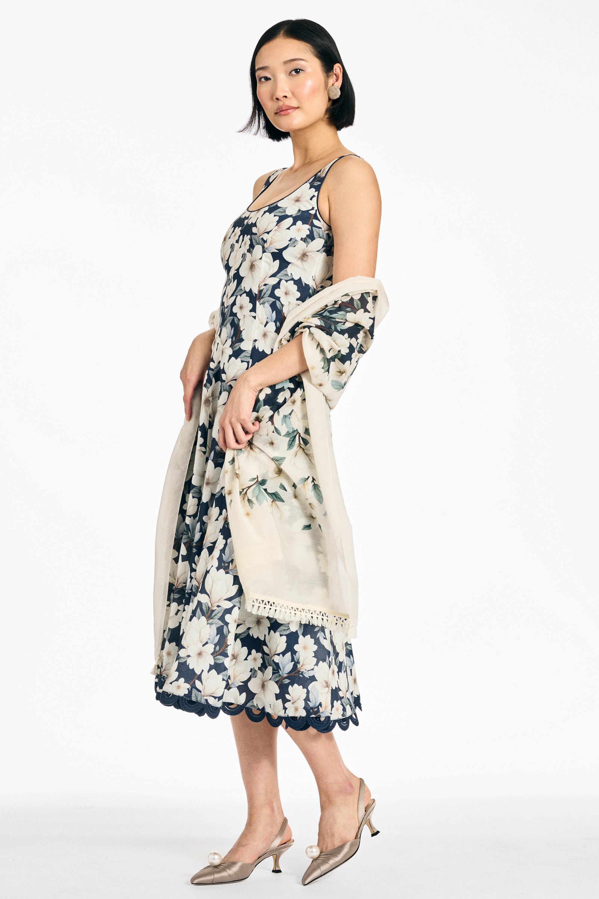 FLORIE SCARF - MIDNIGHT MAGNOLIA