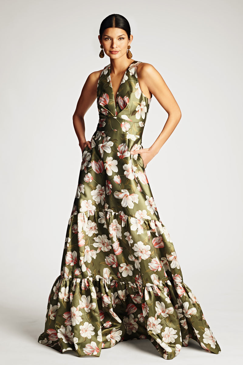 Rori Gown in Moss Magnolia Sachin & Babi