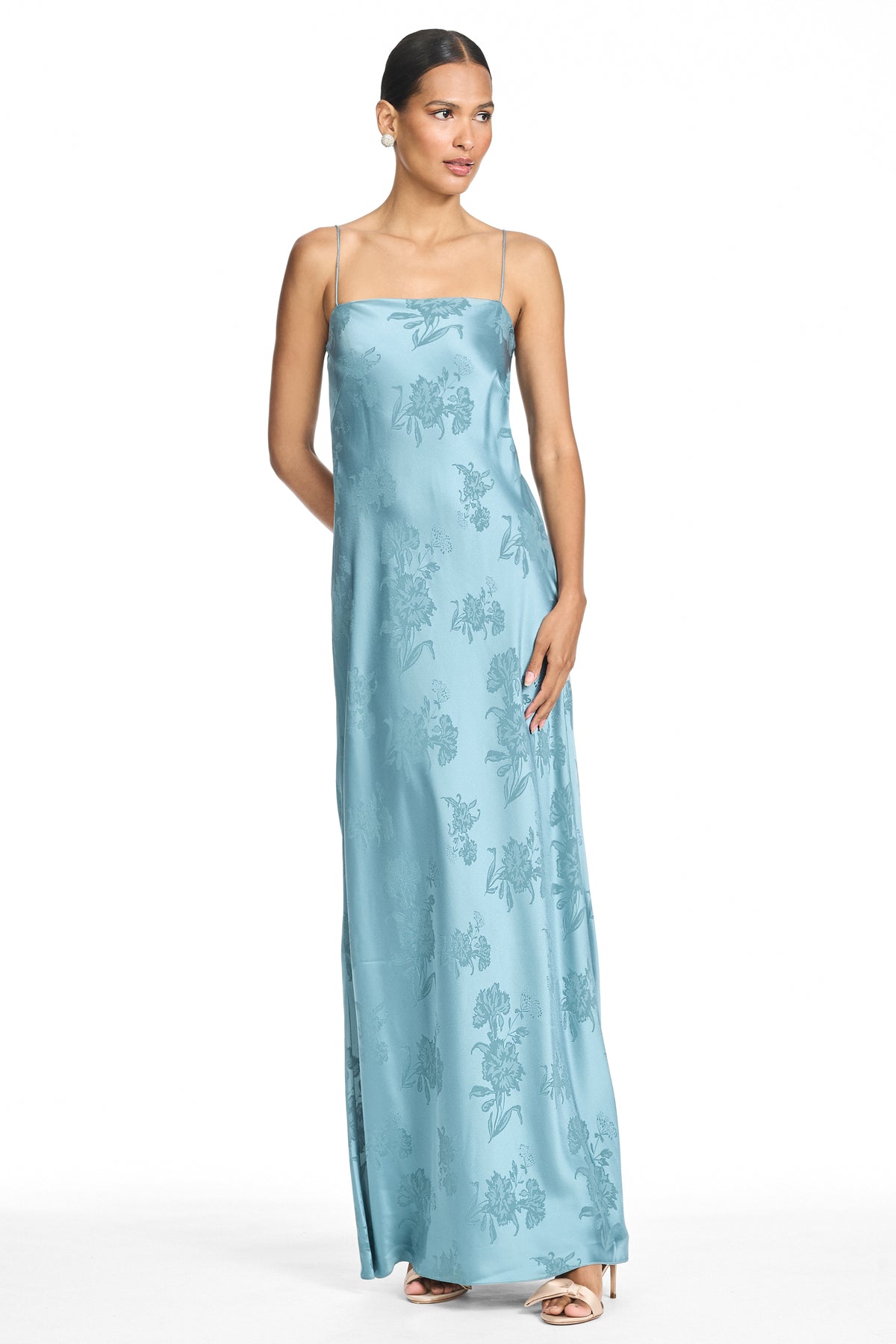 Simona sky blue a line gown