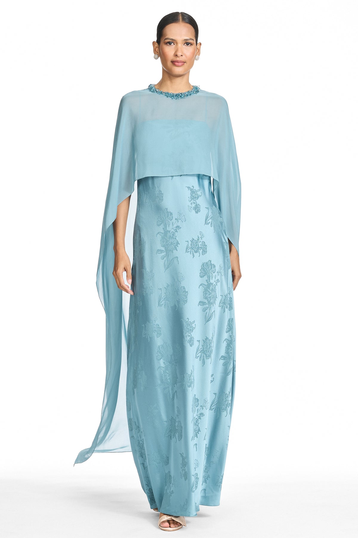 Simona sky blue a line gown