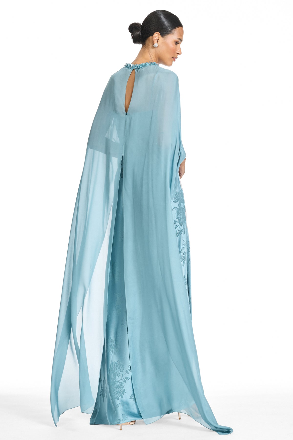Simona sky blue a line gown
