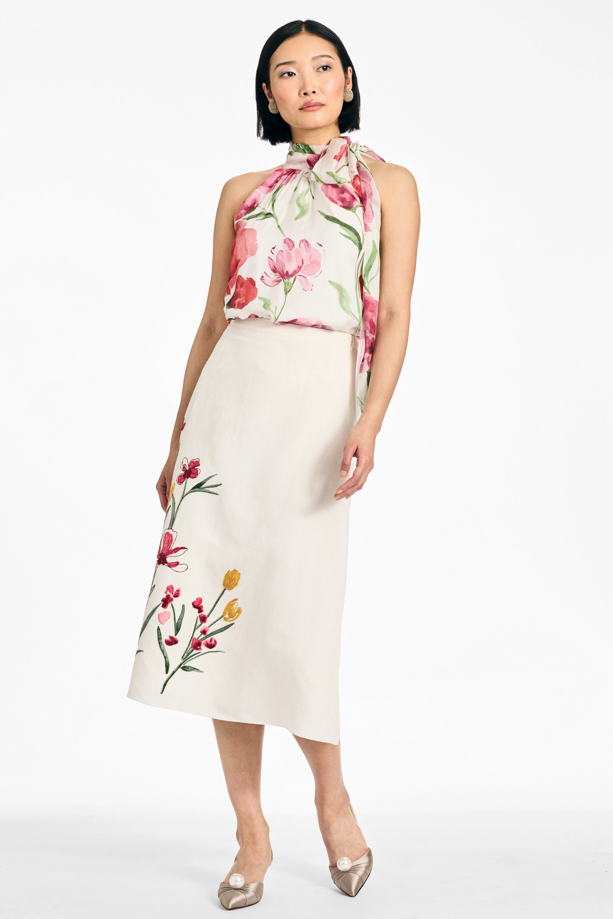 JOANNA SKIRT - EMBROIDERED WHITE