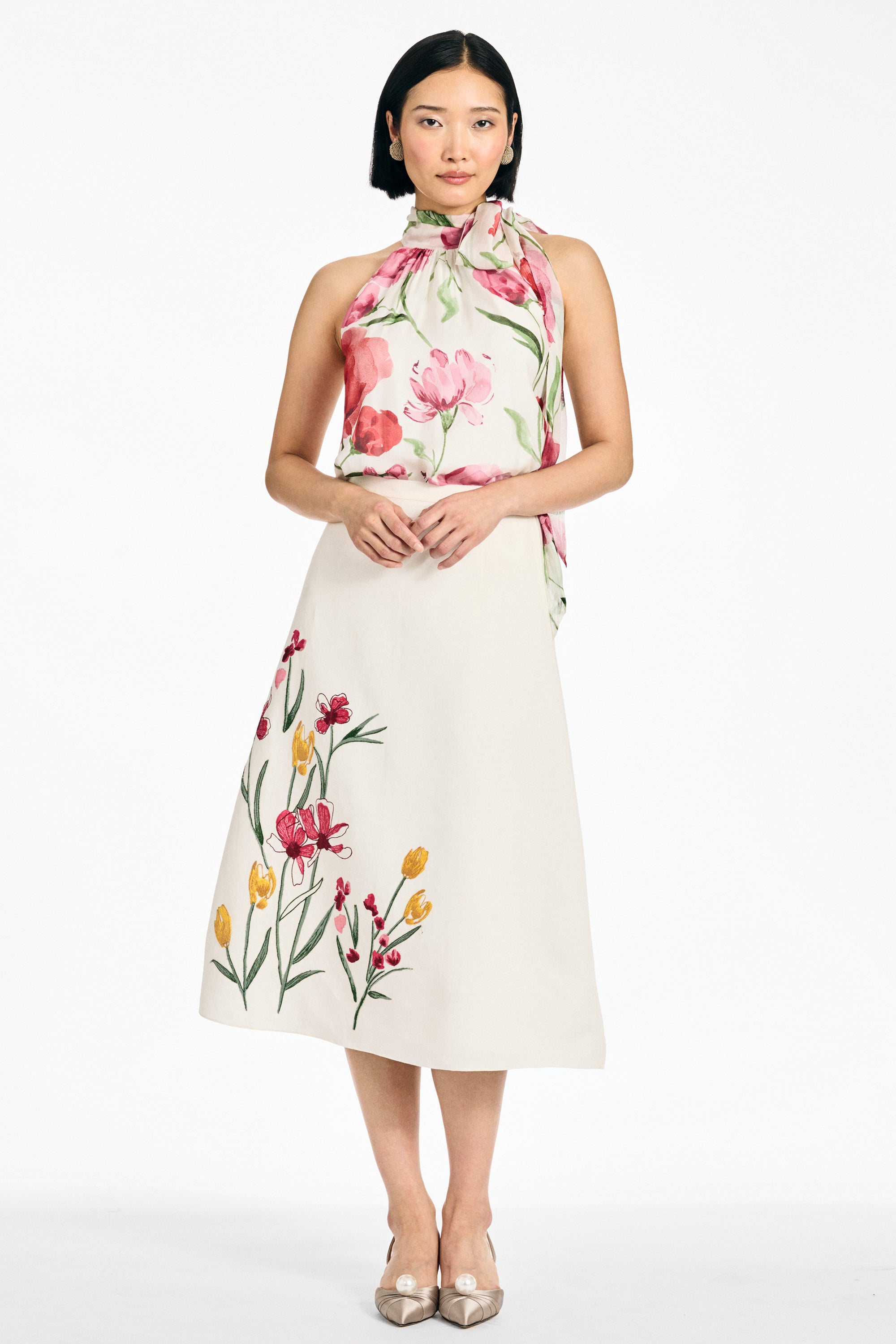 JOANNA SKIRT - EMBROIDERED WHITE