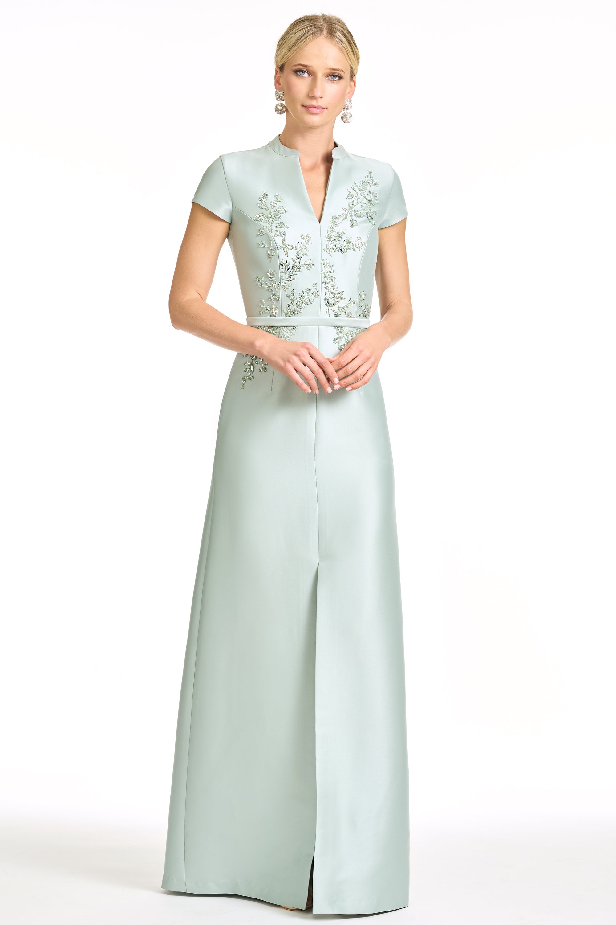 EMBELLISHED CHARLOTTE GOWN - CELADON