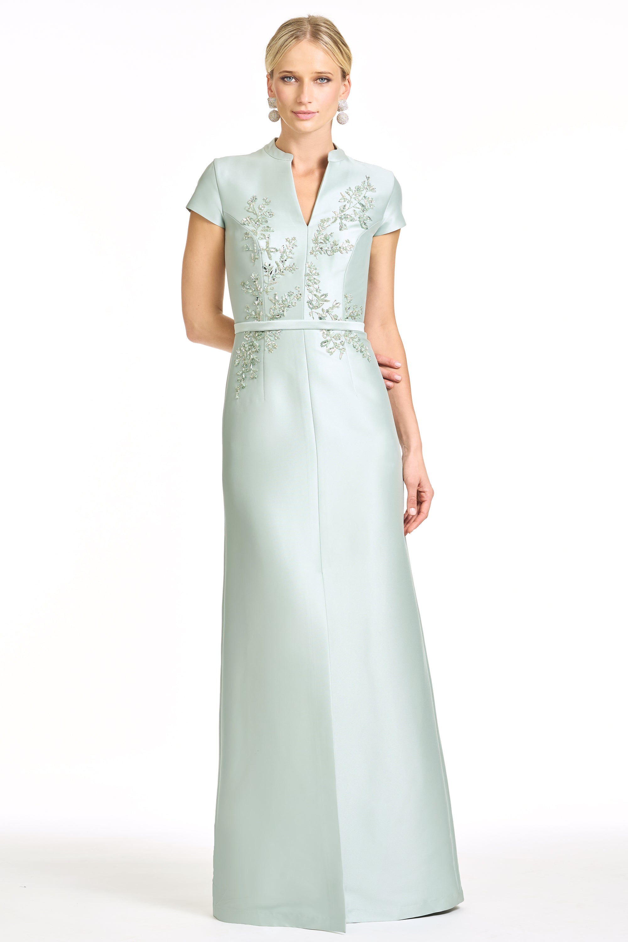 EMBELLISHED CHARLOTTE GOWN - CELADON