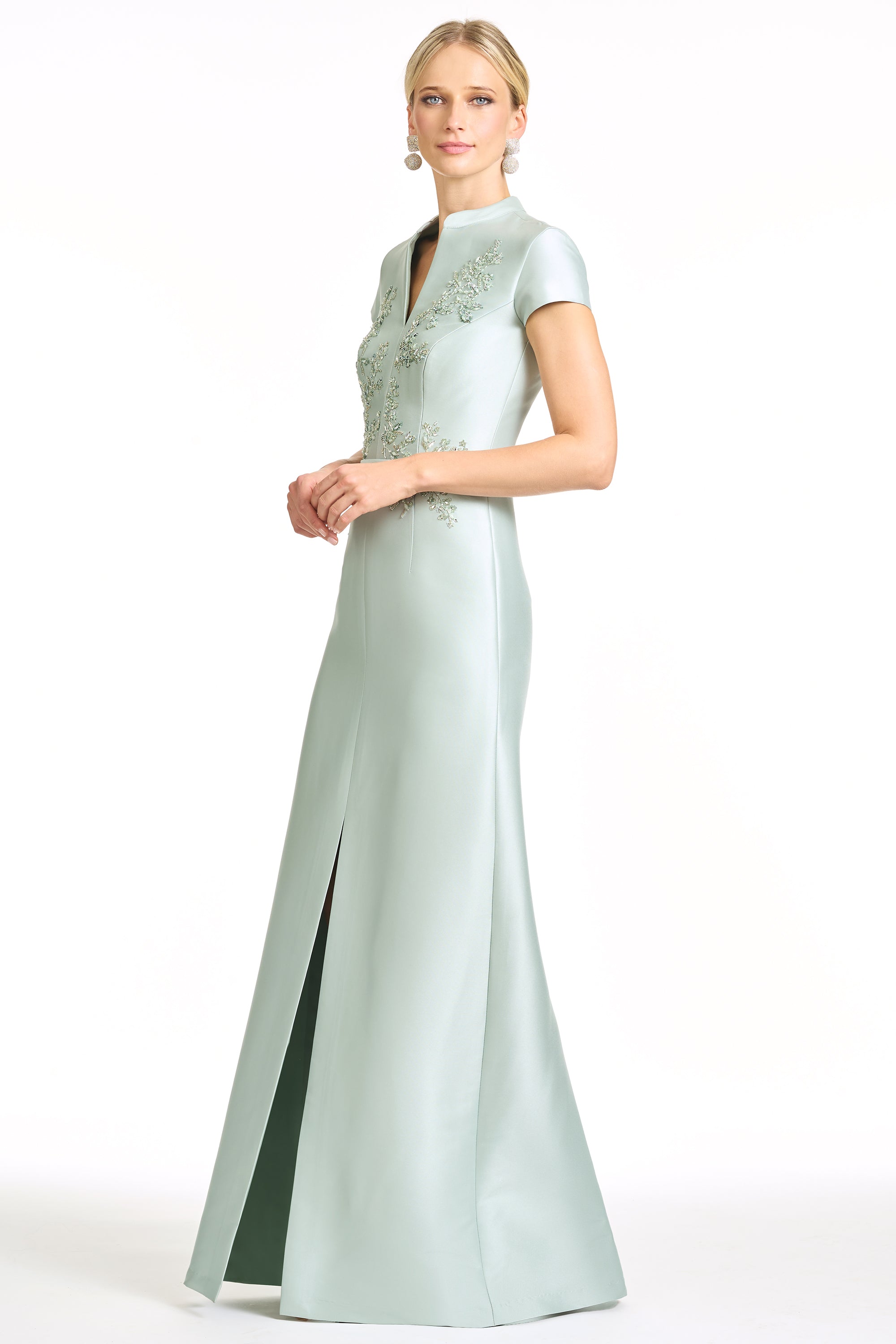 EMBELLISHED CHARLOTTE GOWN - CELADON