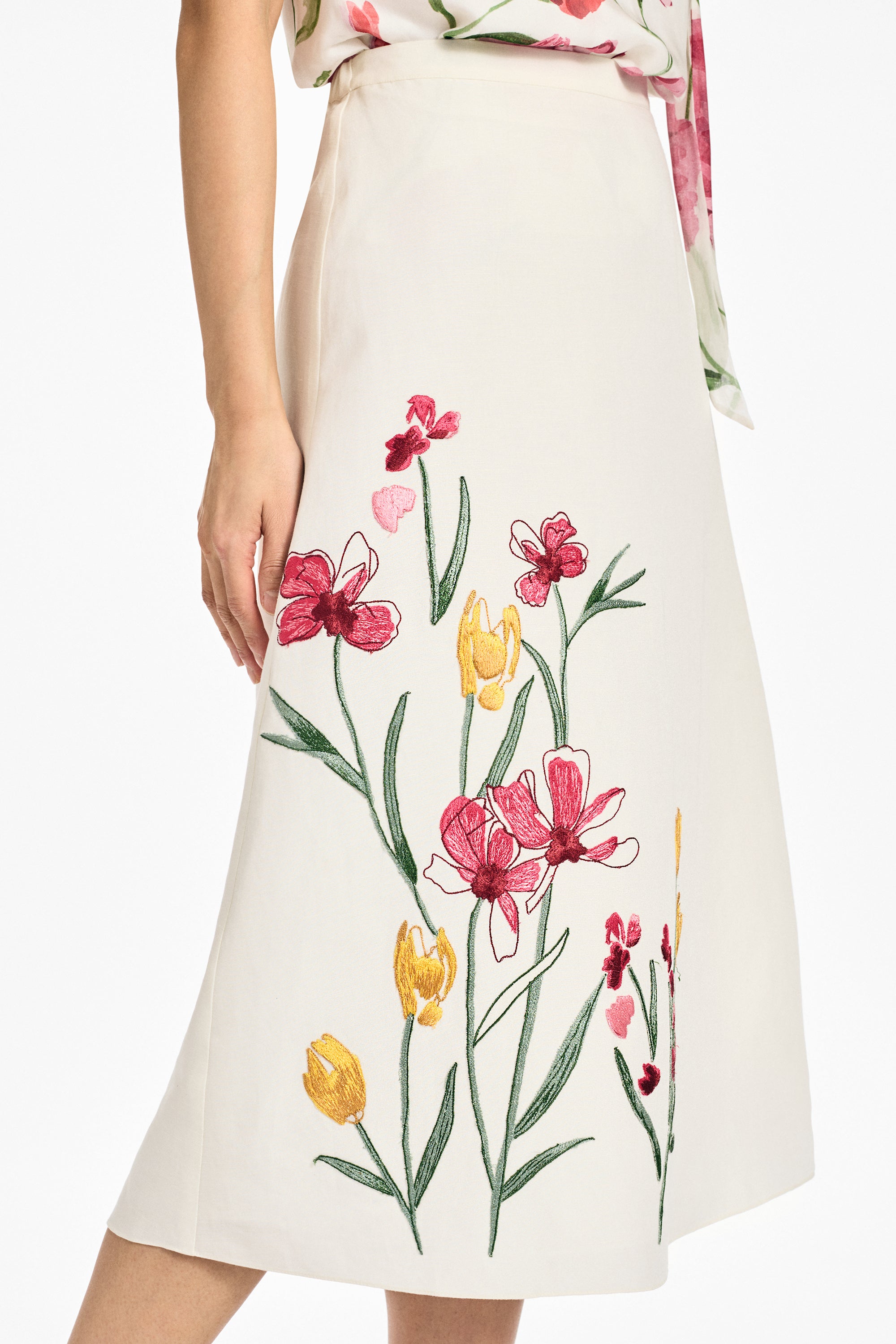 JOANNA SKIRT - EMBROIDERED WHITE