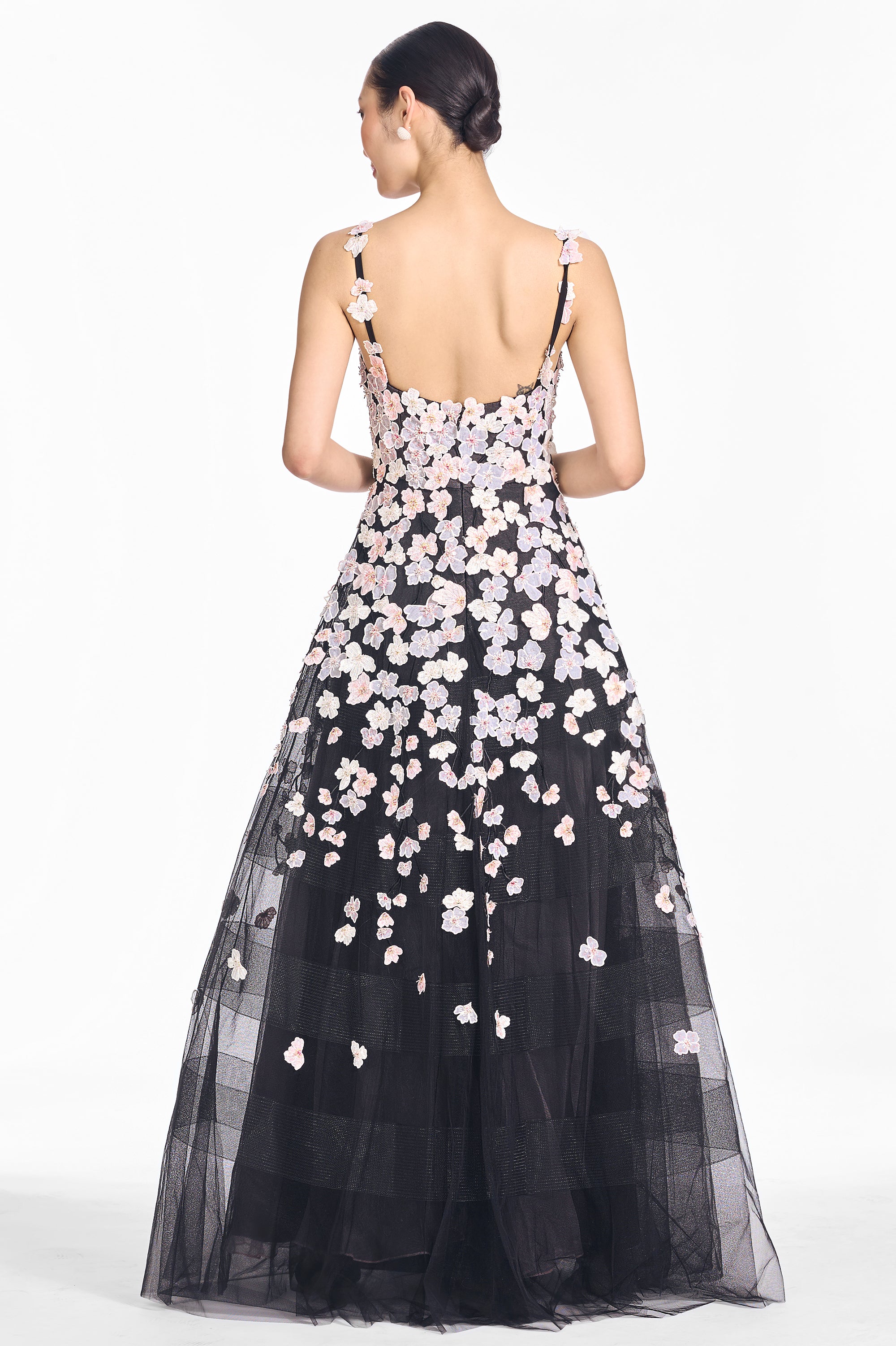 Embroidered aphrodite gown   alabaster & onyx