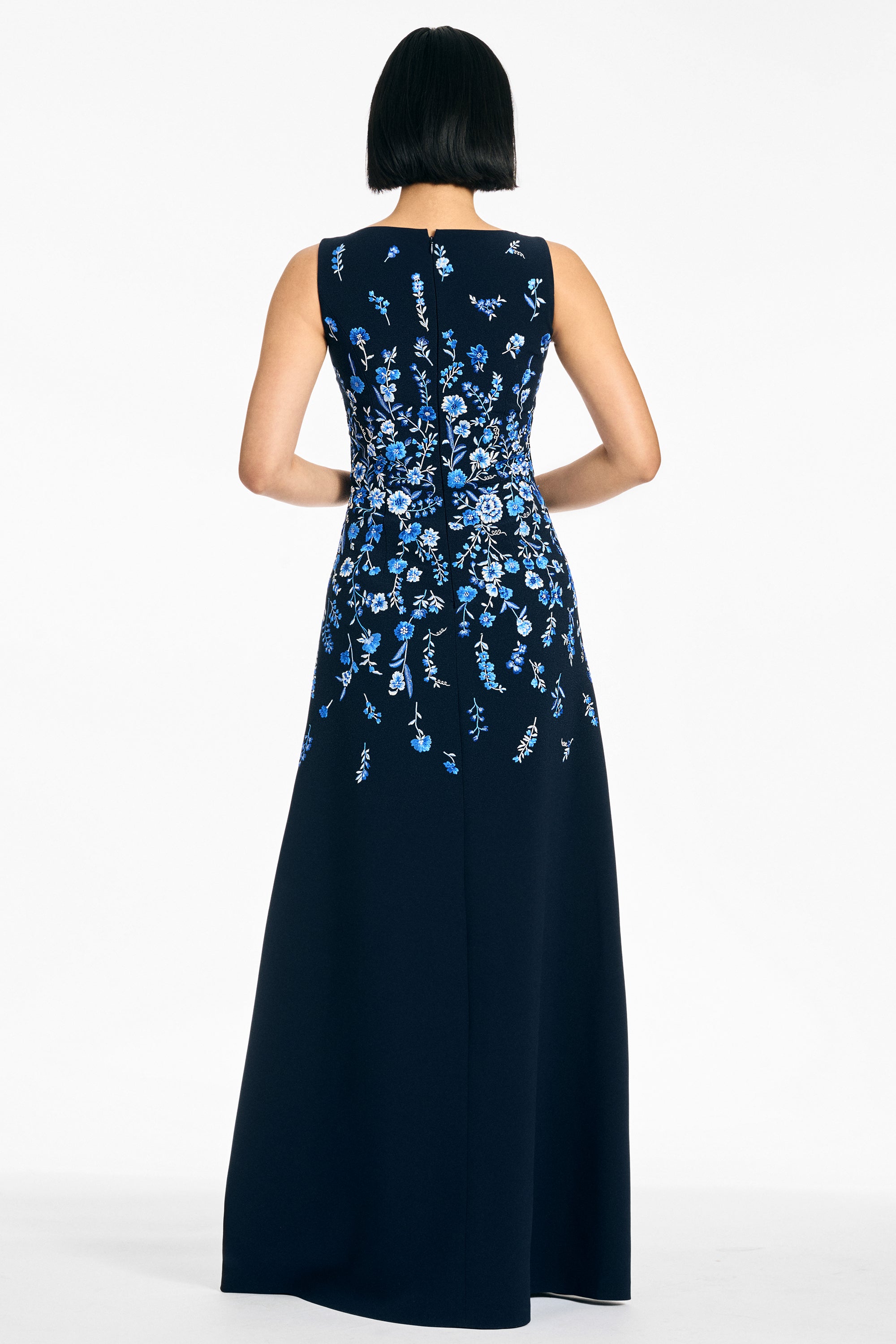 EMBROIDERED RAZIA GOWN - DARK MIDNIGHT