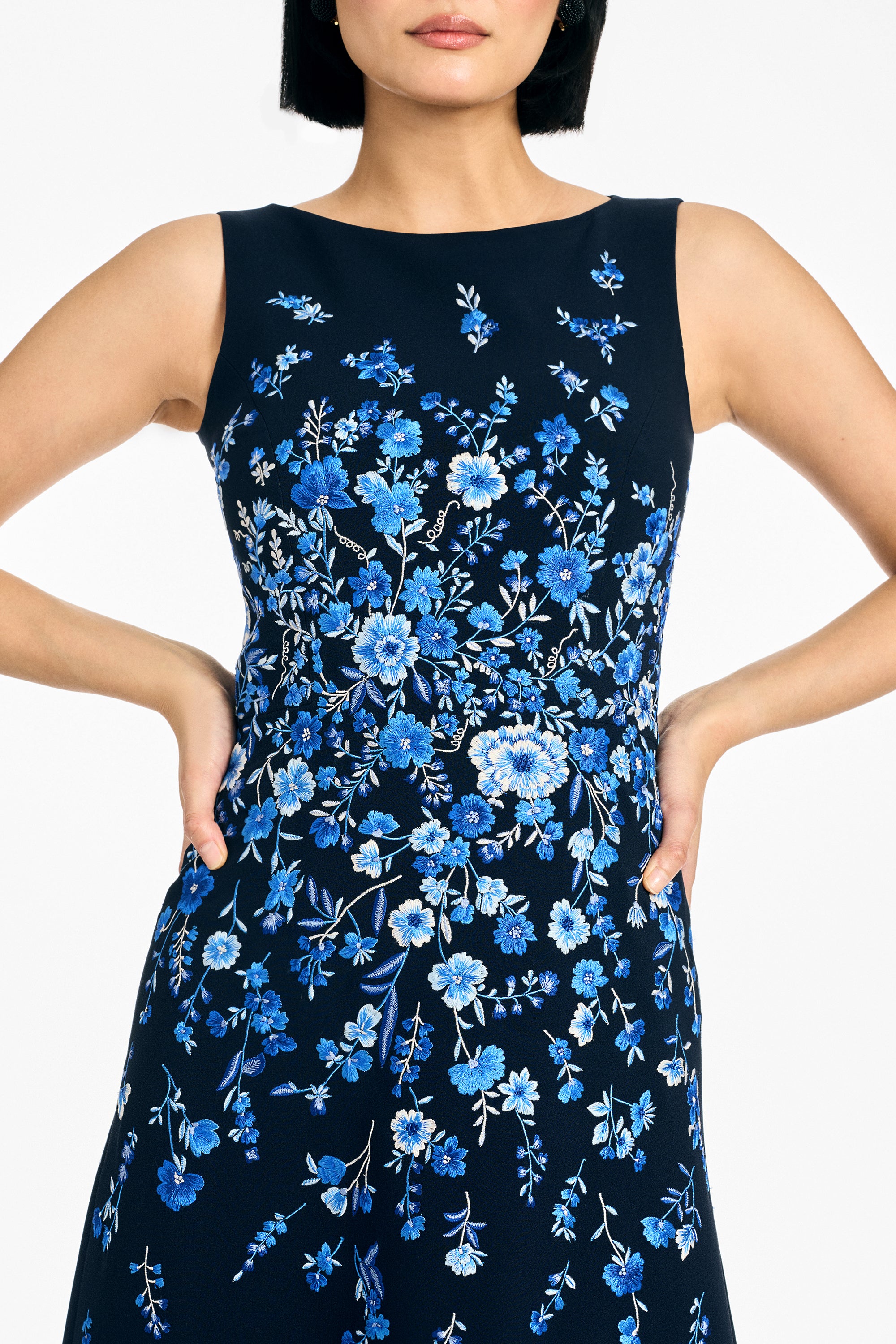 EMBROIDERED RAZIA GOWN - DARK MIDNIGHT